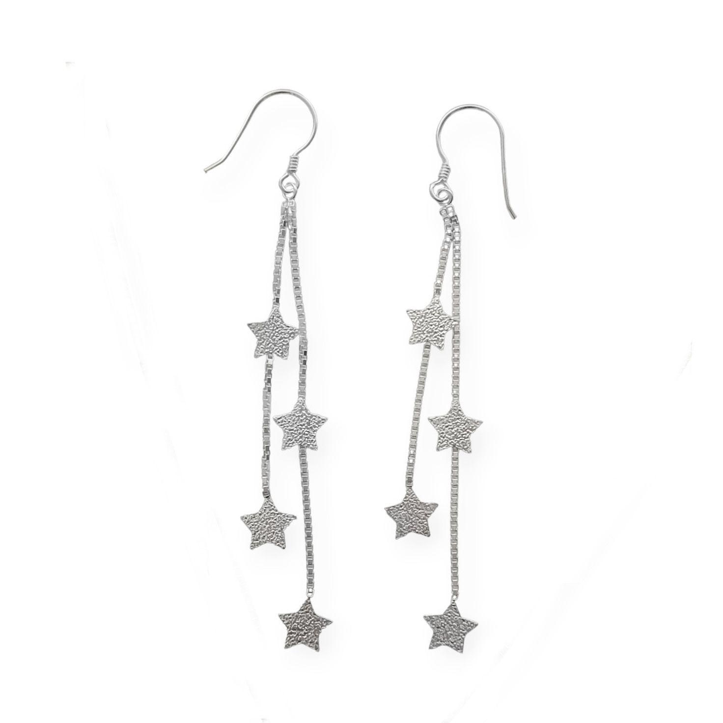 Set Aros Collar Estrellas Plata Fina 925 -2