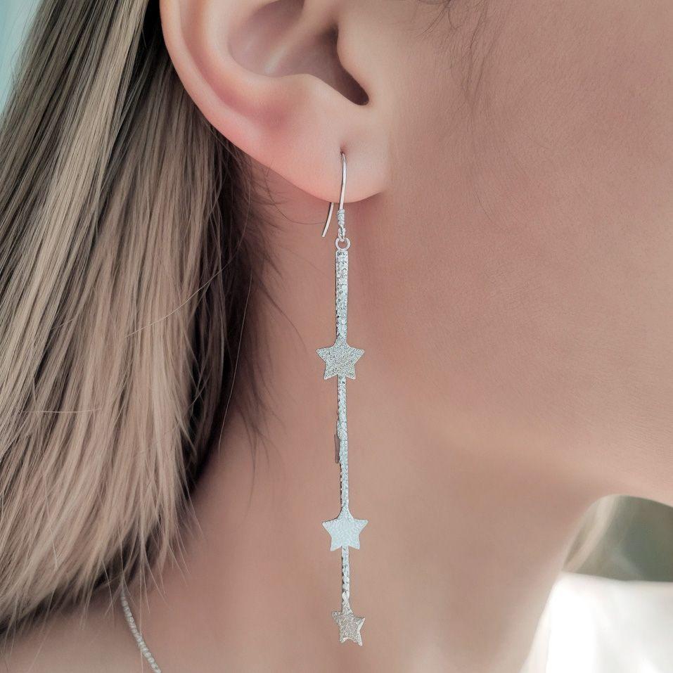 Set Aros Collar Estrellas Plata Fina 925 -3