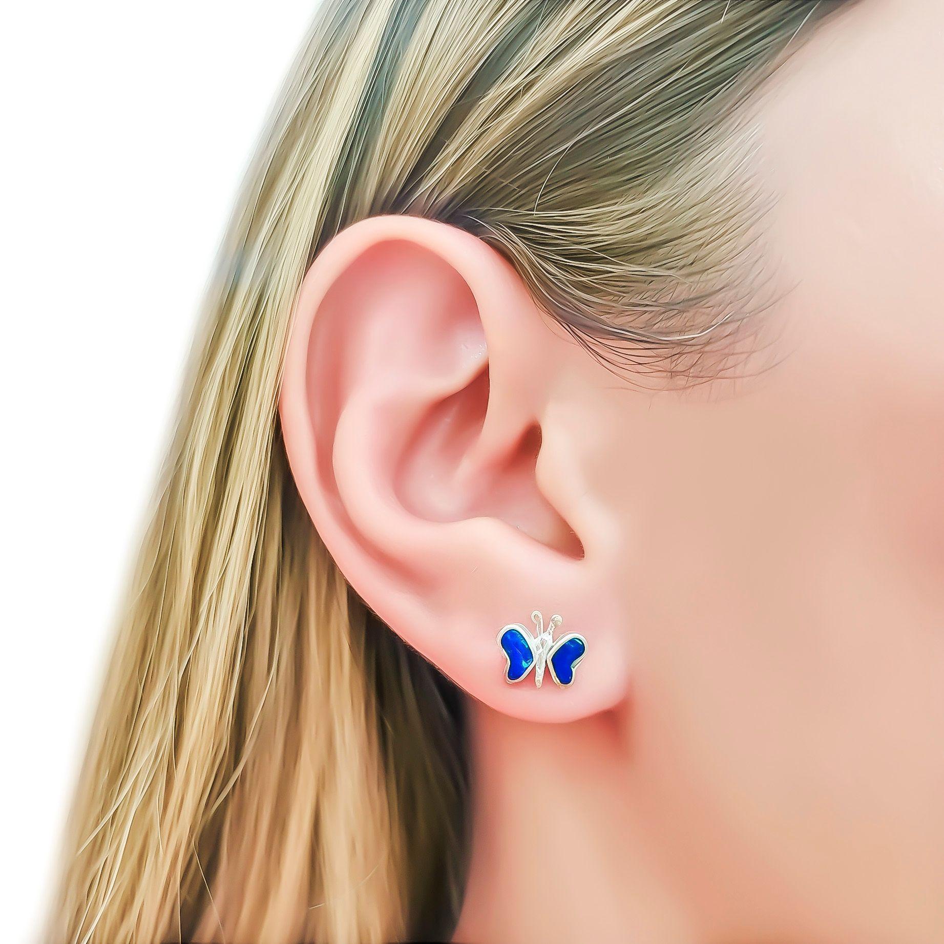 Aros Mariposa Lapislázuli Plata Fina 950 -2