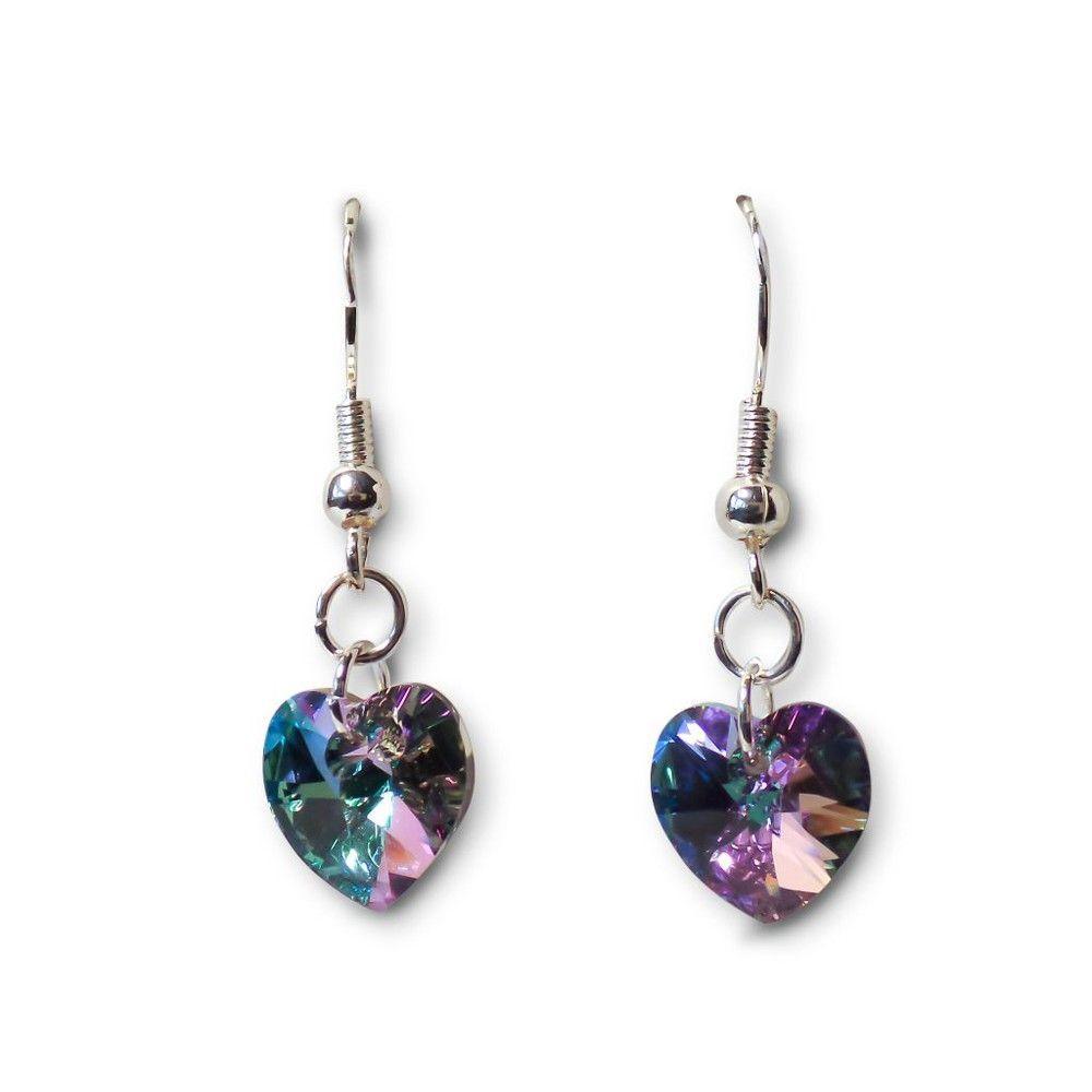 Aros Corazón Cristal Austriaco Vitrail Claro Plata Fina 925-0