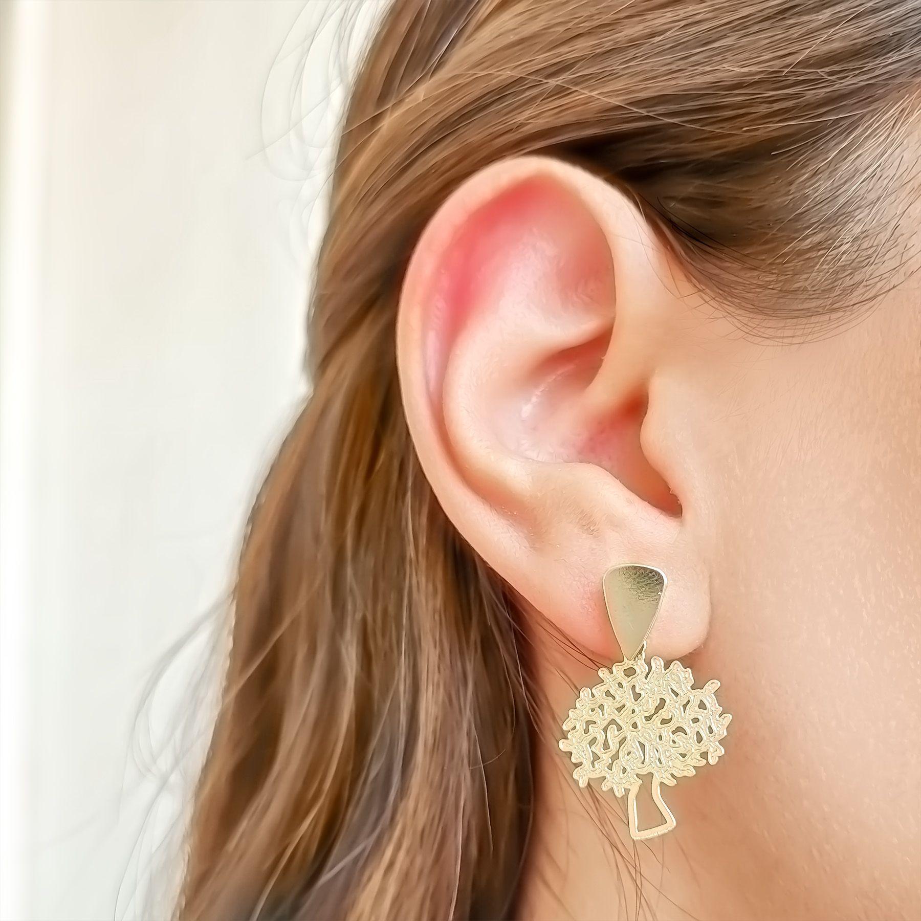 Aros Árbol De La Vida Calado Enchapado Oro 18 K -2