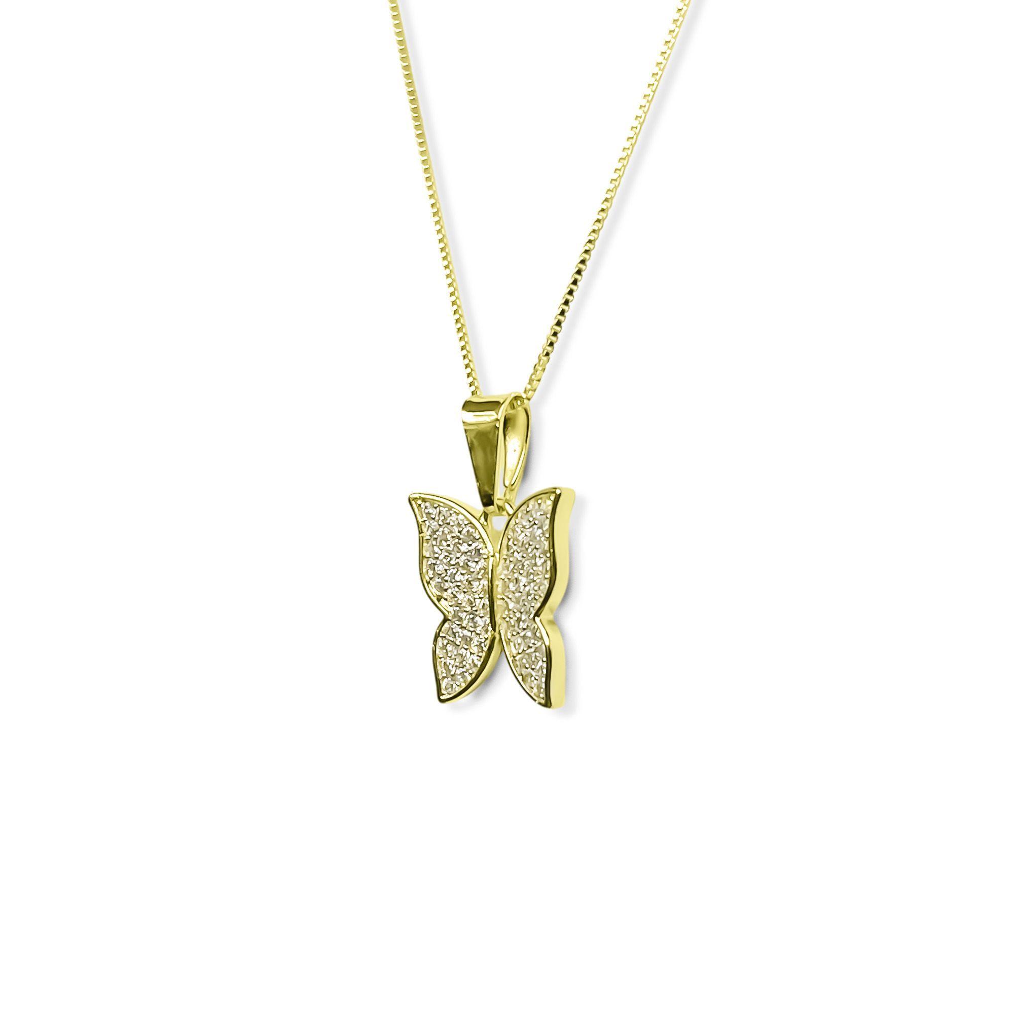 Collar Mariposa Circón Blanco Enchapado Oro 18K-2