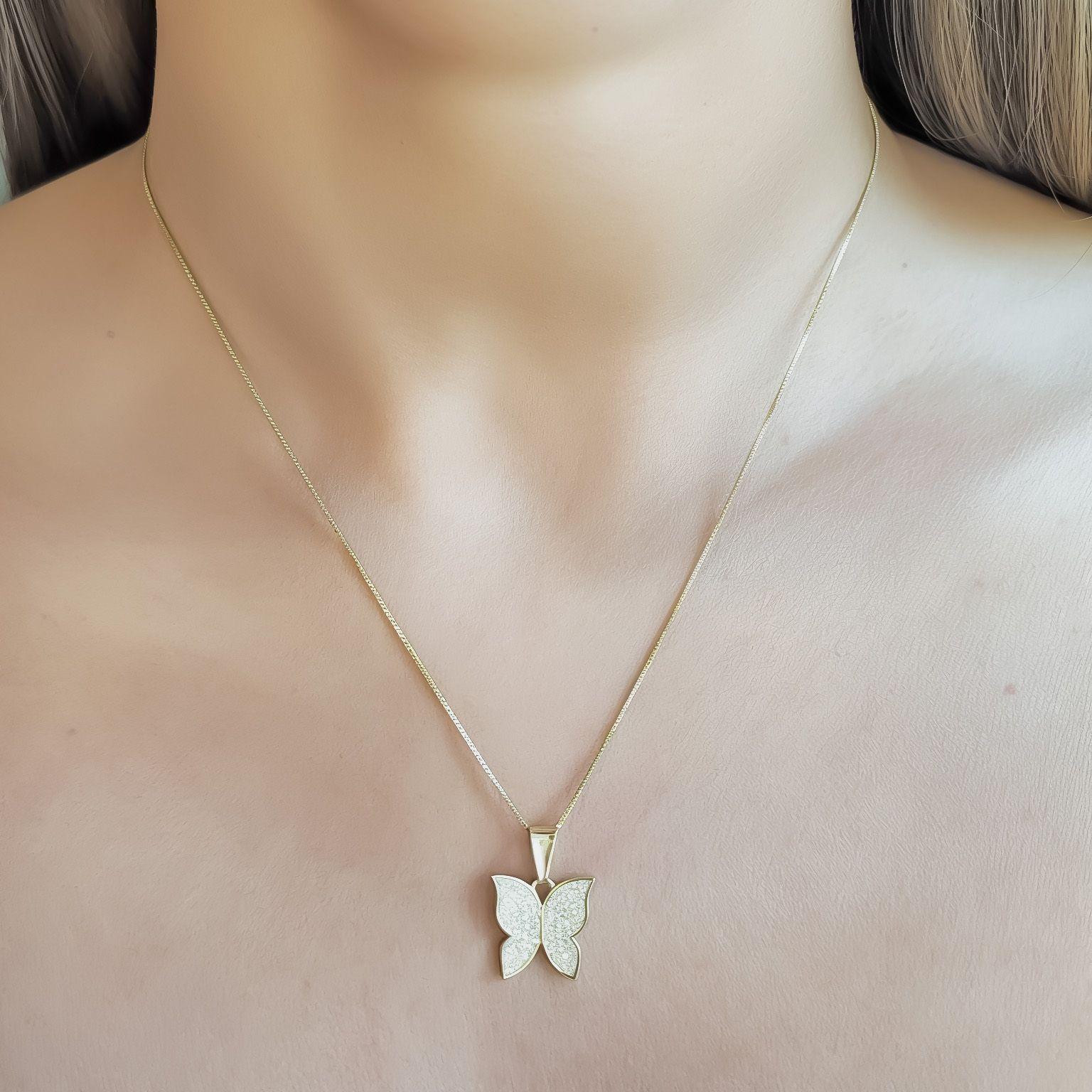 Collar Mariposa Circón Blanco Enchapado Oro 18K-1