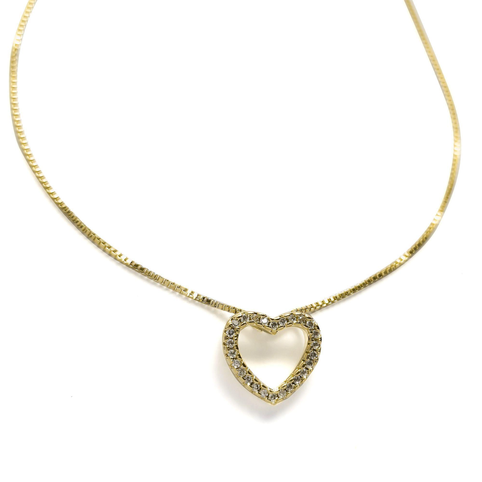 Collar Corazón Circón Enchapado Oro 18K 44cm-2