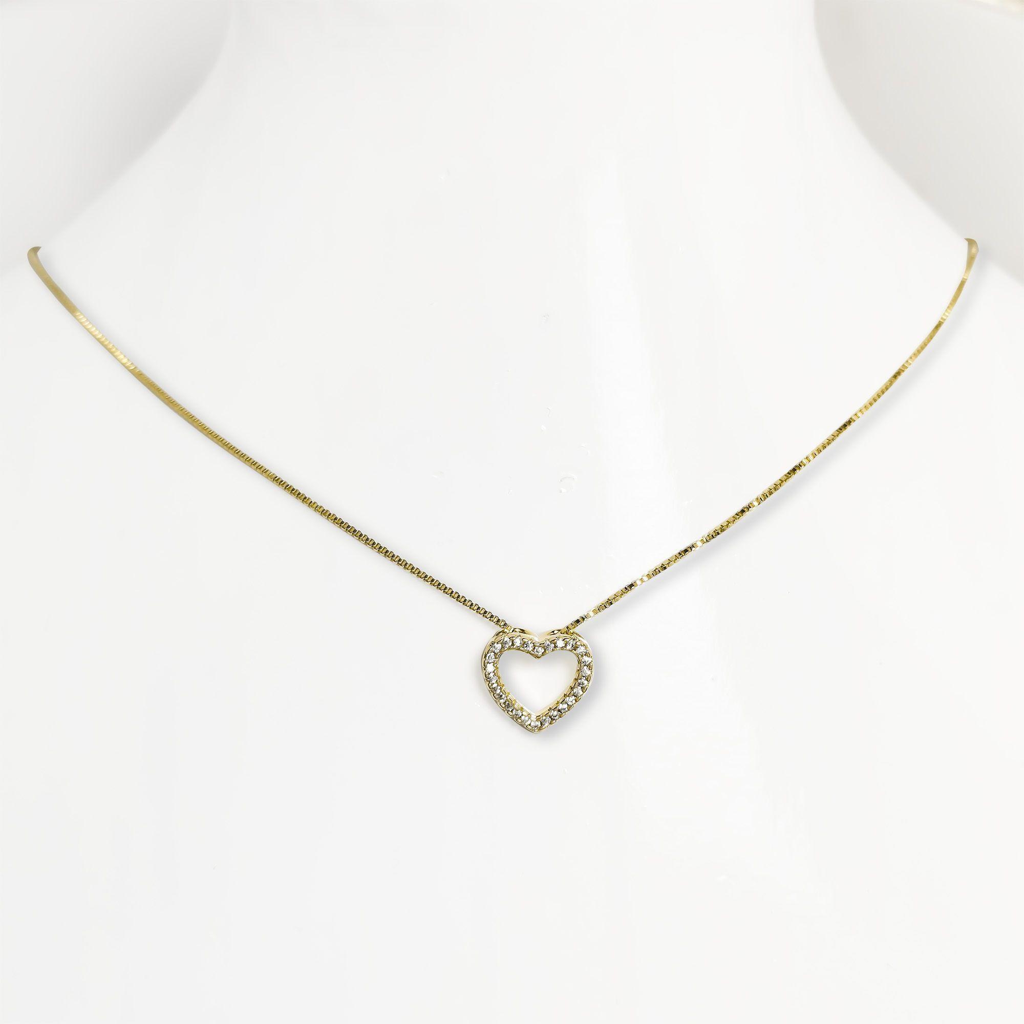 Collar Corazón Circón Enchapado Oro 18K 44cm-3