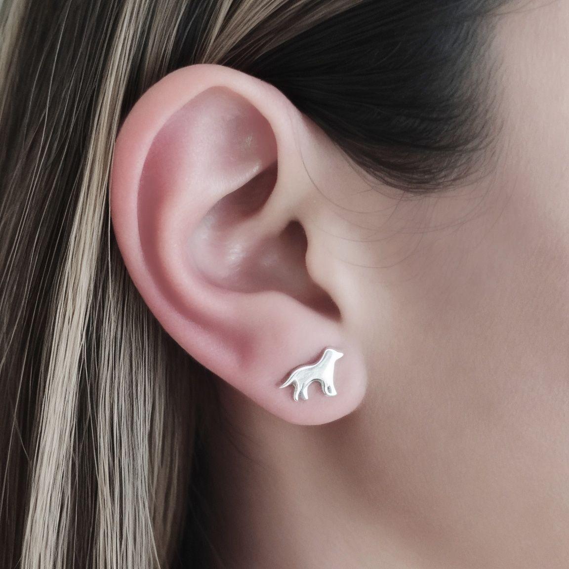 Aros Perro Silueta Plata Fina 925-2