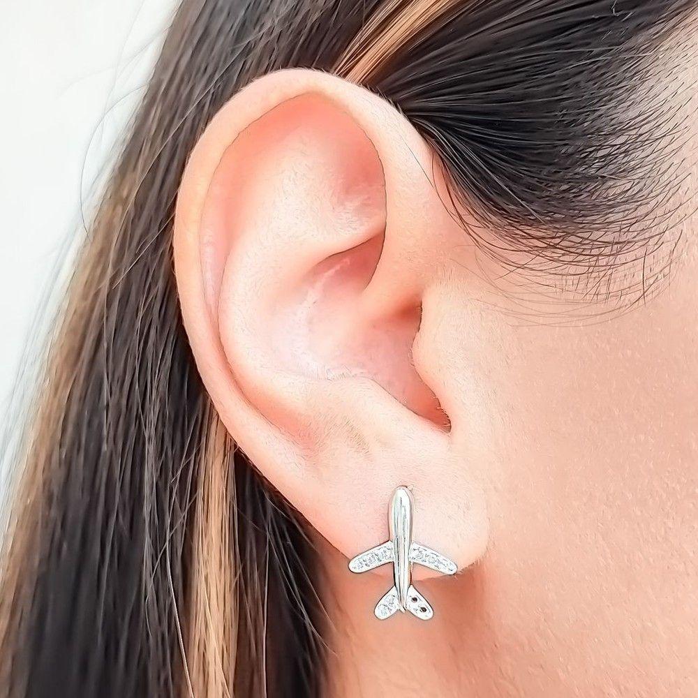 Aros Avión Circón Plata Fina 925-2