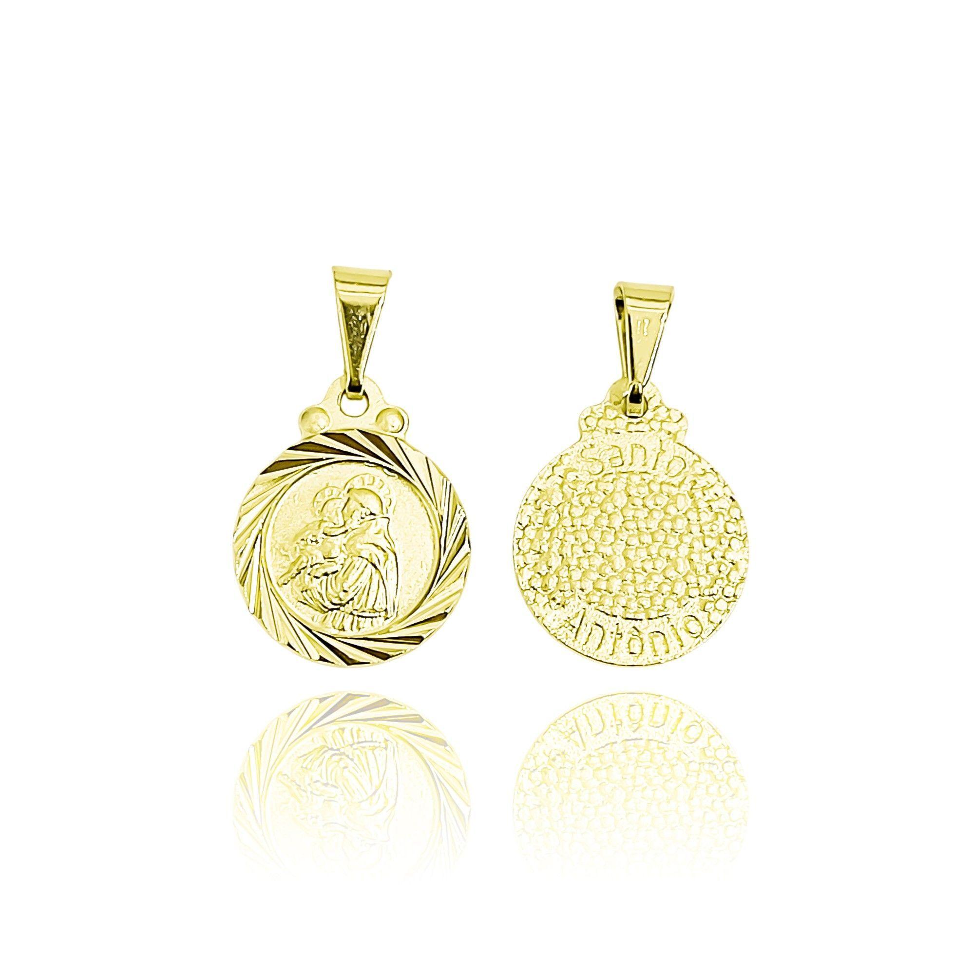 Colgante Medalla San Antonio Borde 13mm Enchapado Oro 18K-4