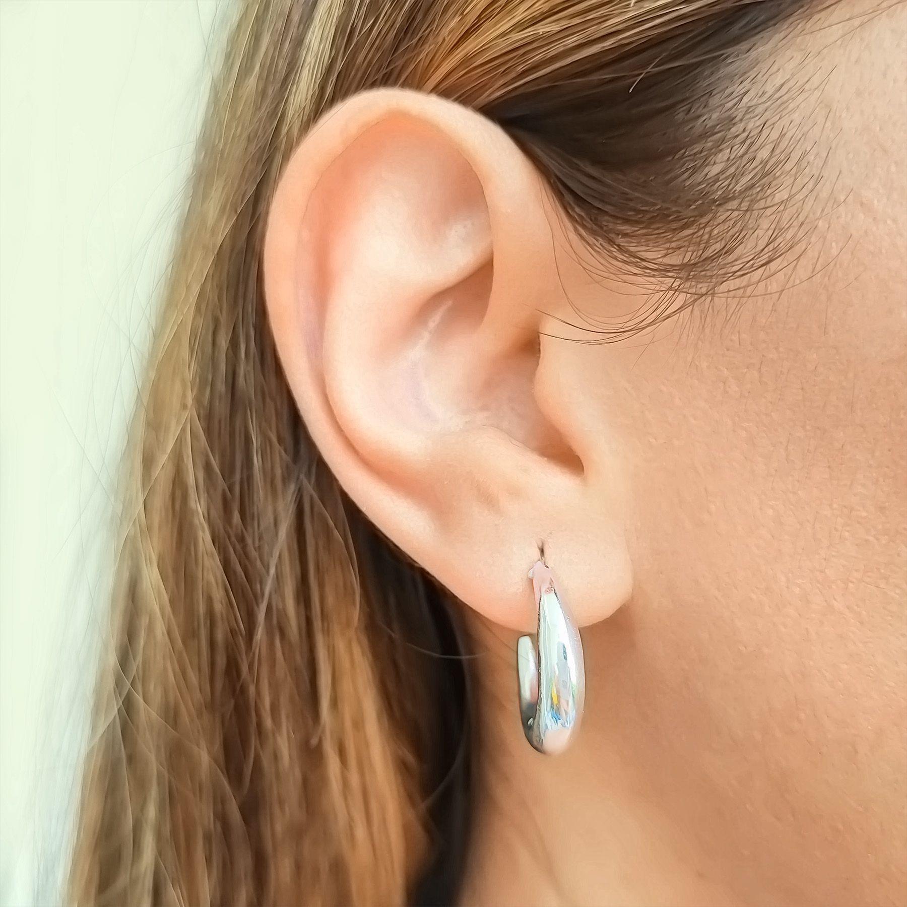 Aros Argollas Bote Mediano 20mm Plata Fina 925-2