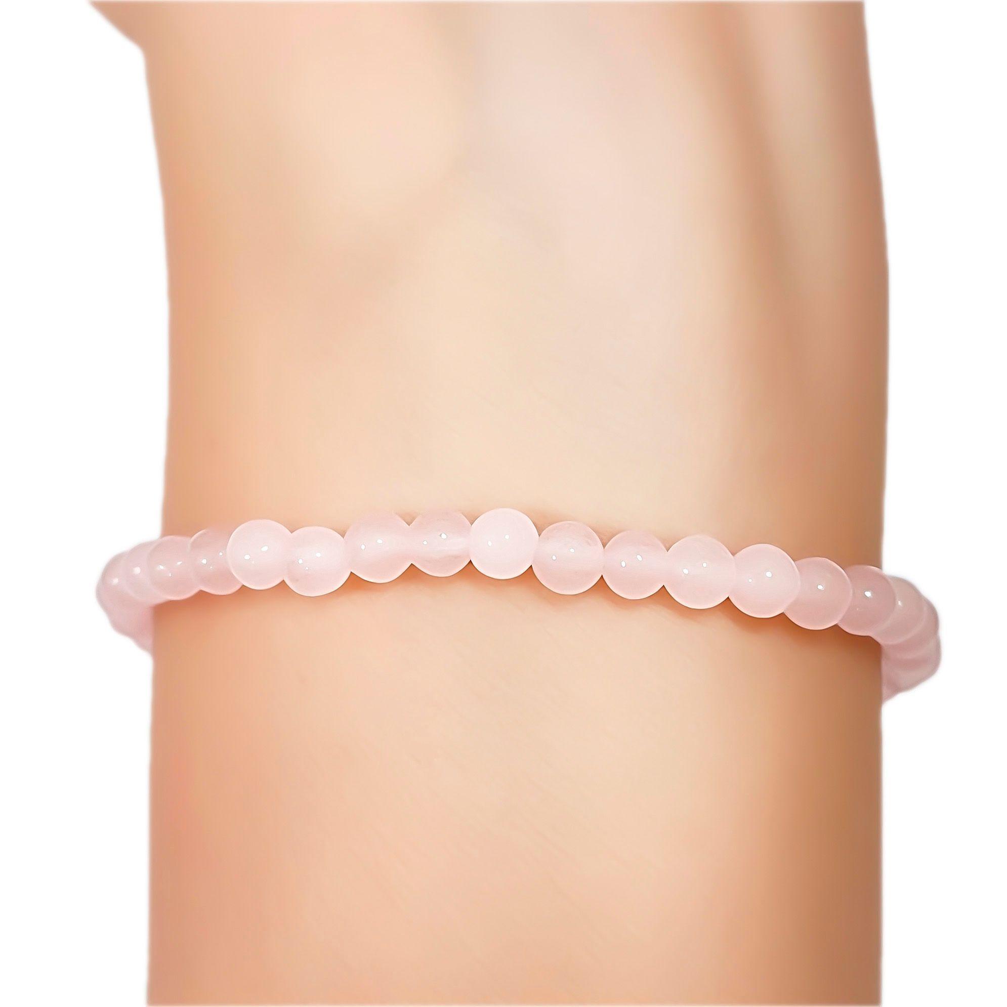 Pulsera Cuarzo Rosa 4mm Elasticada-2