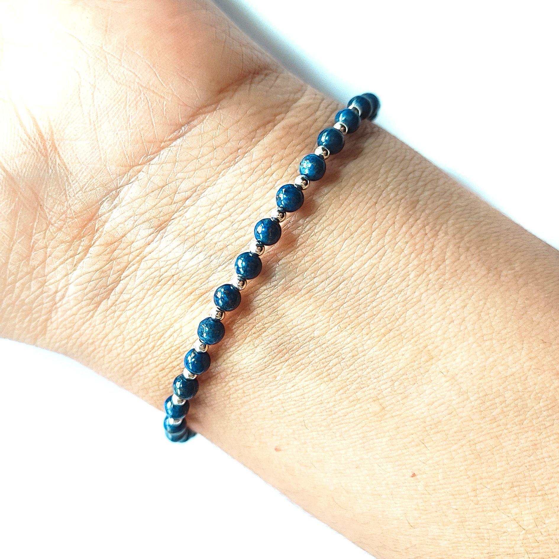 Pulsera Bolitas Lapislázuli Plata Fina 925-2