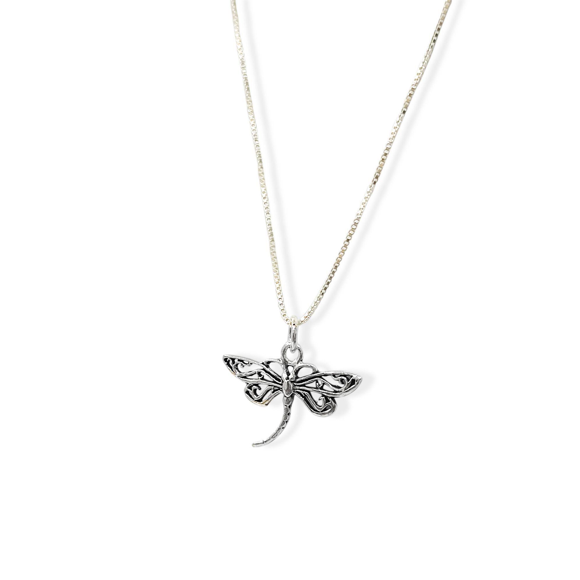 Collar Libélula Calada Plata Fina 925 -0