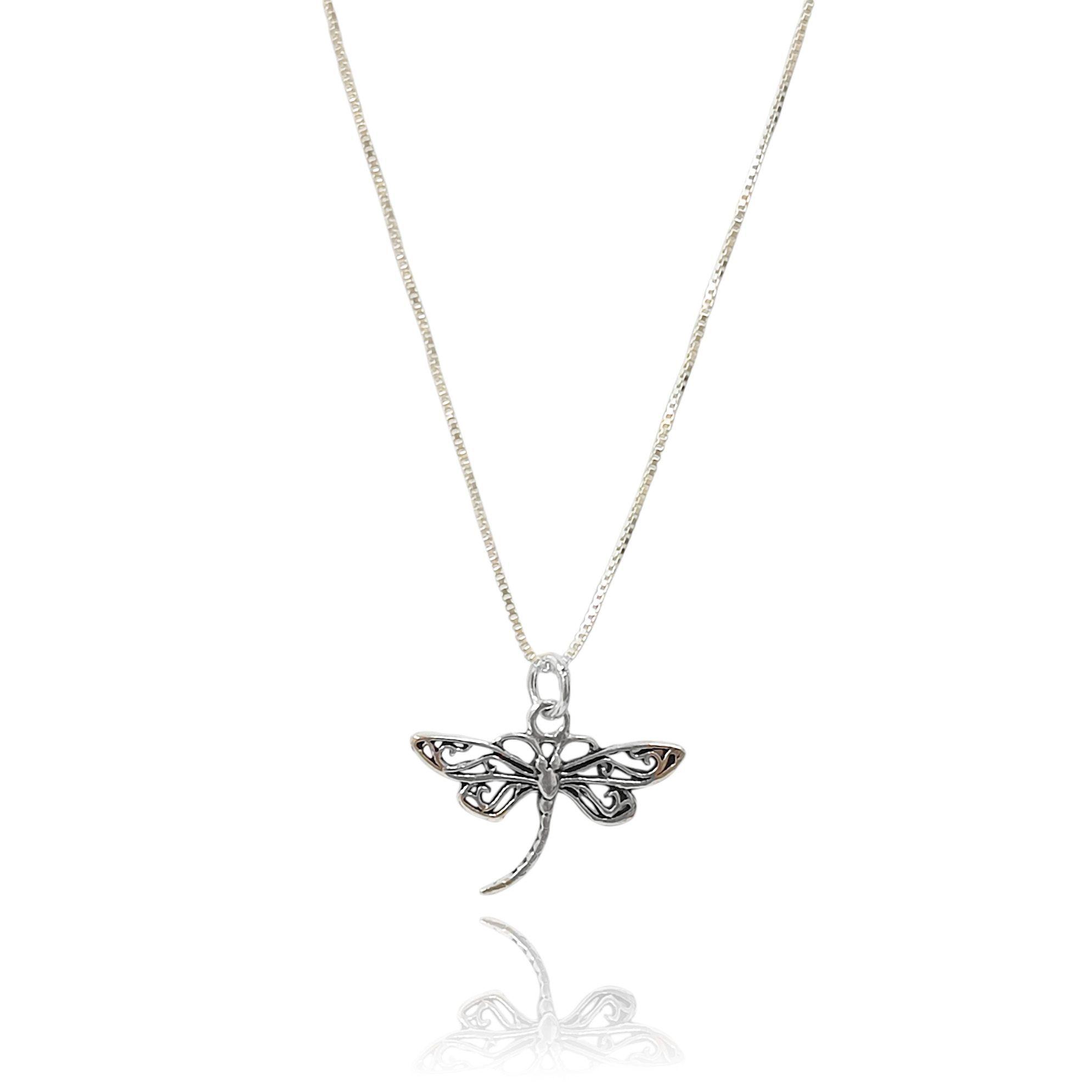 Collar Libélula Calada Plata Fina 925 -2
