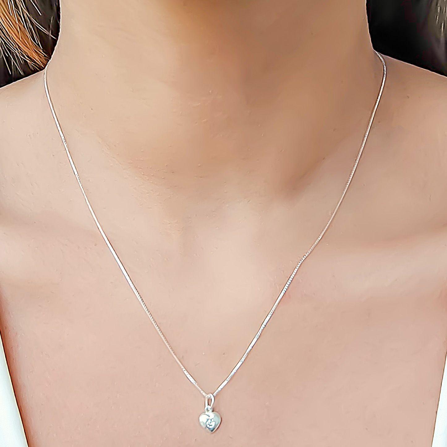 Collar Punto de Luz Corazón Circón Blanco 45cm Plata Fina 925-3