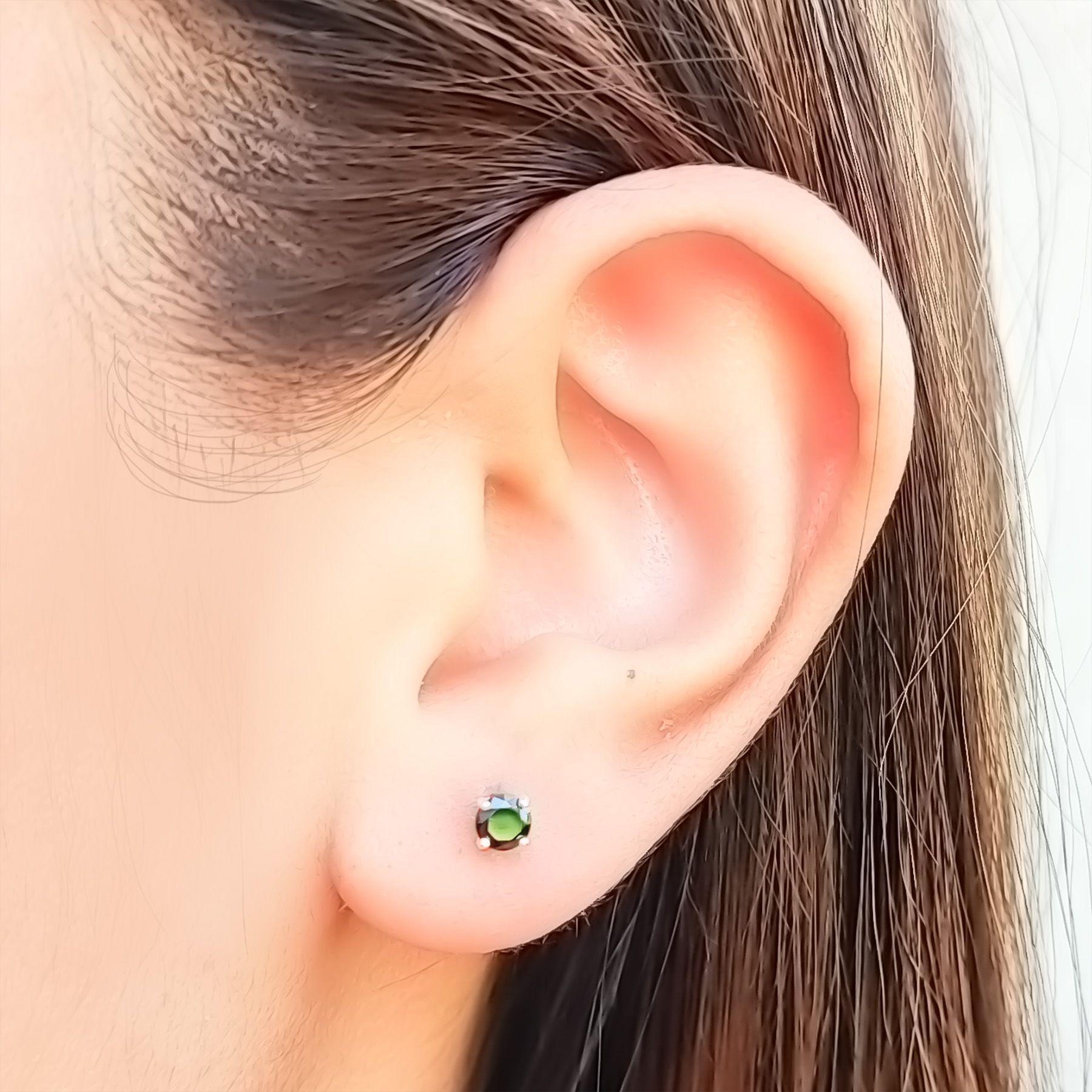 Aros Circón Negro 4mm Plata Fina 925-3