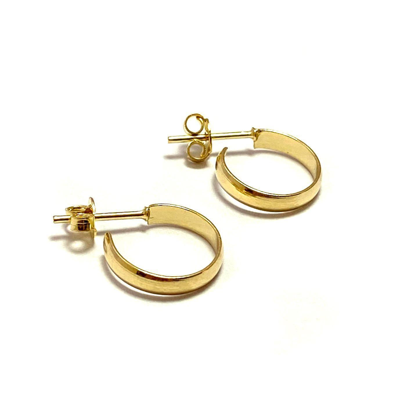 Aros Argolla Tubo Curvo 14mm Enchapada Oro 18K-2