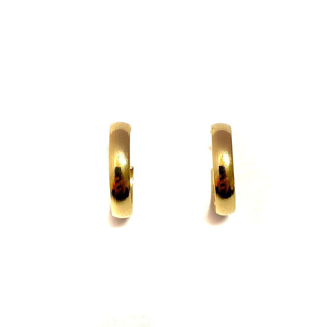 Aros Argolla Tubo Curvo 14mm Enchapada Oro 18K-3