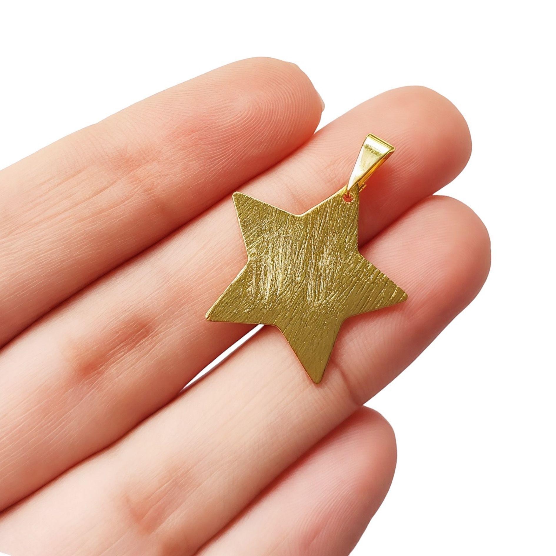 Colgante Estrella Plana Enchapado Oro 18Ka-3