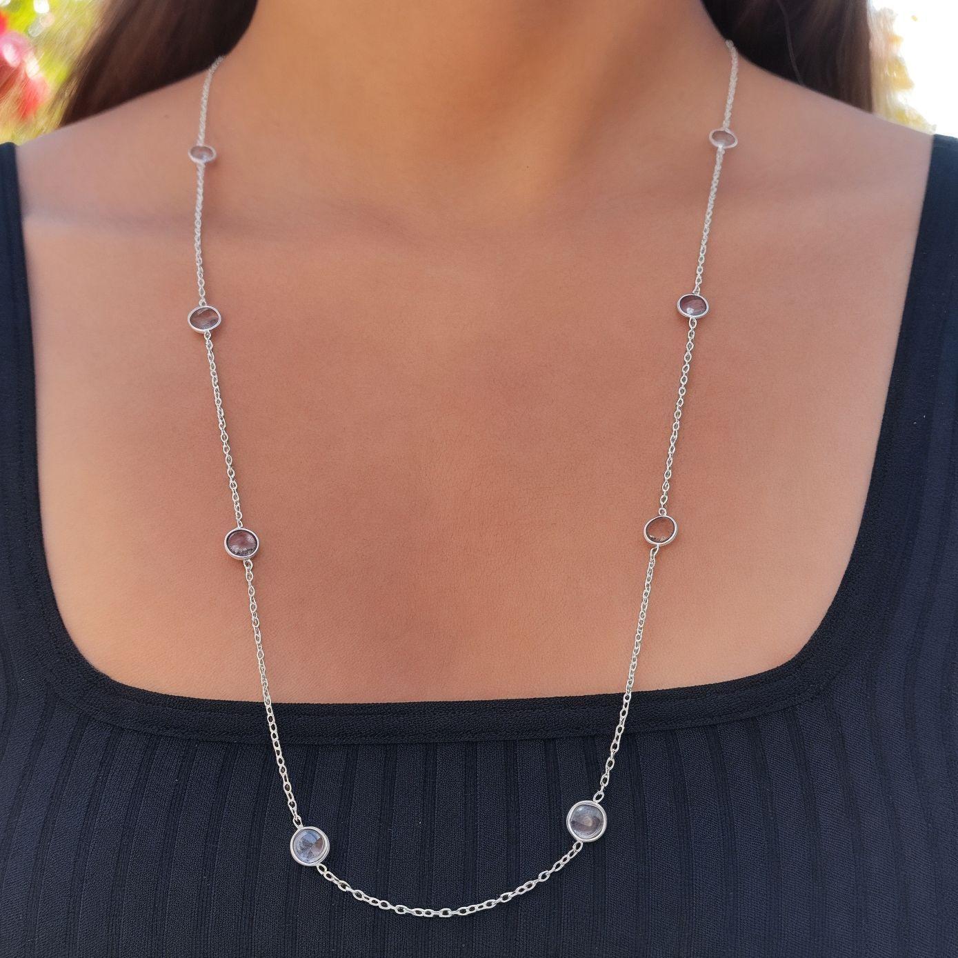 Collar Amatista Facetada Plata Fina 925-1