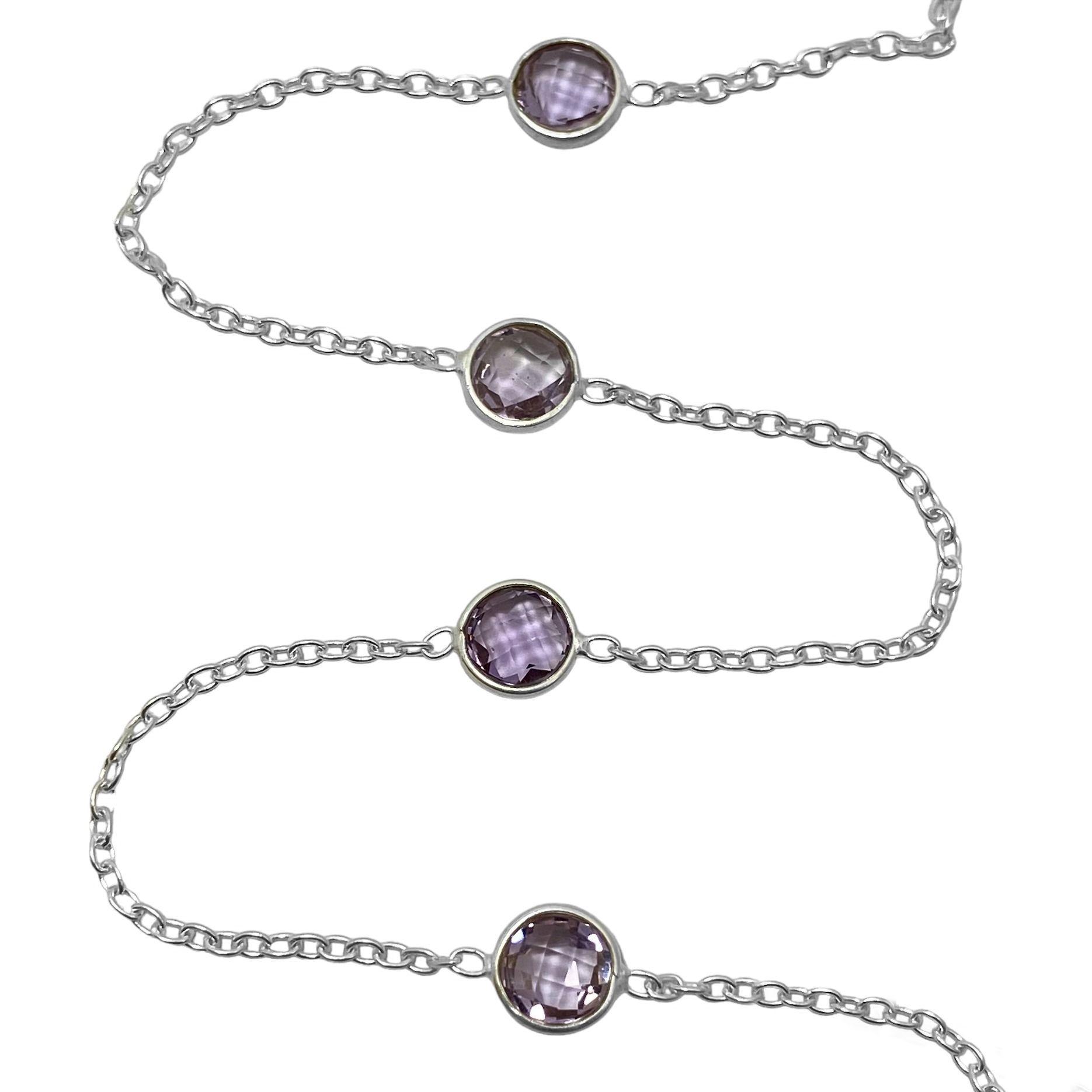 Collar Amatista Facetada Plata Fina 925-2