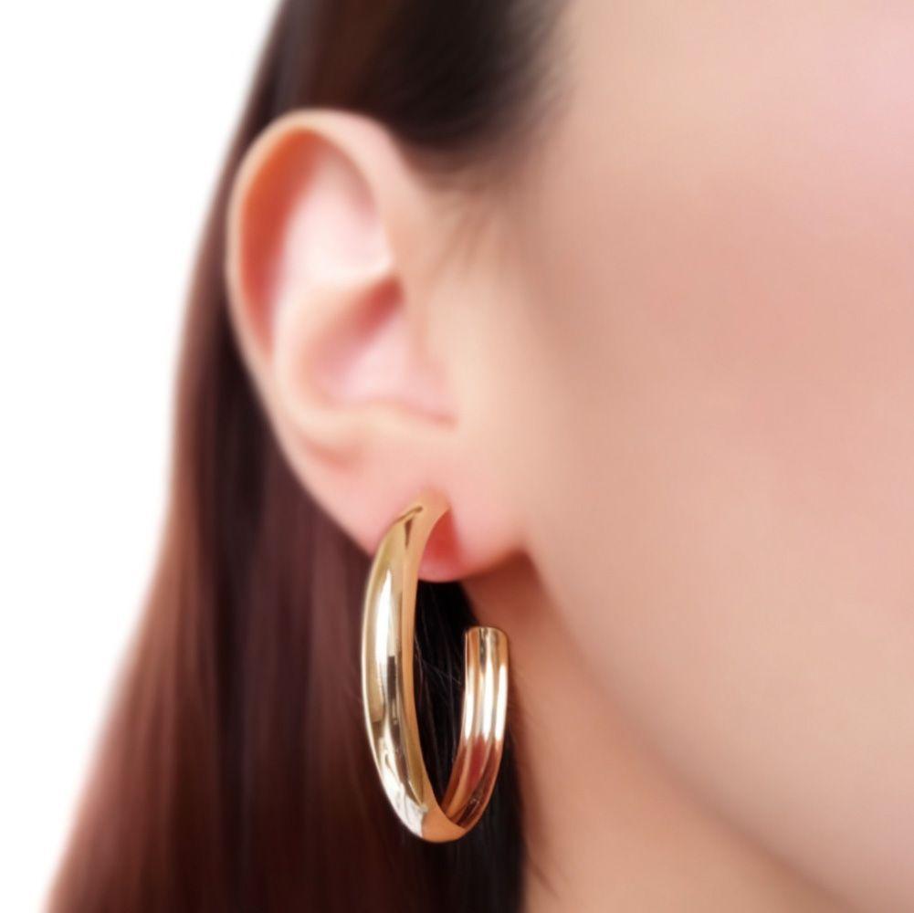 Aros Argolla Bote 36mm Enchapado Oro 18K-2
