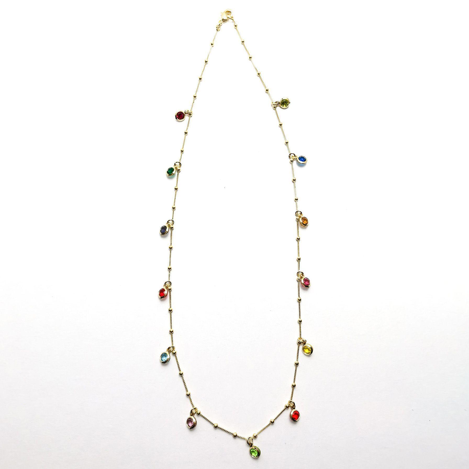 Collar Circón Colores Enchapado Oro 18K 45cm-2