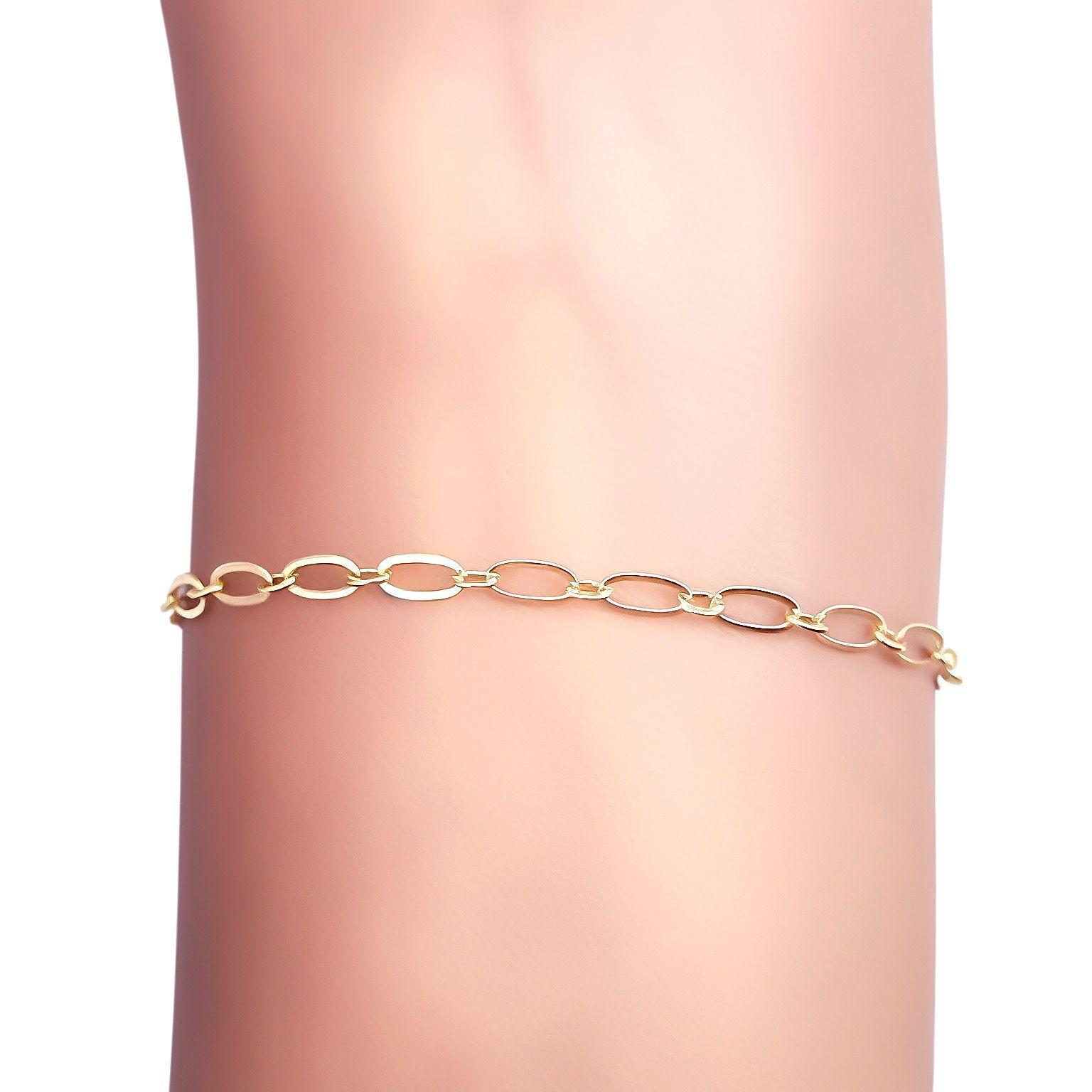 Pulsera Eslabón Ovalado Enchapado Oro 18 K -1