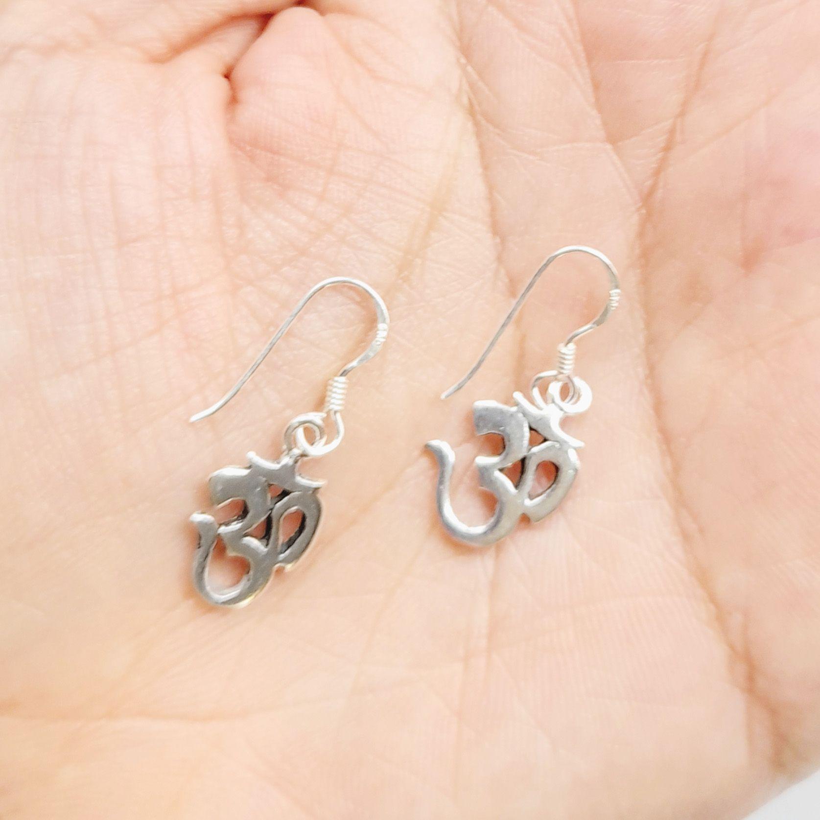 Aros Ohm Colgante Gancho Plata Fina 925 Envejecida-2