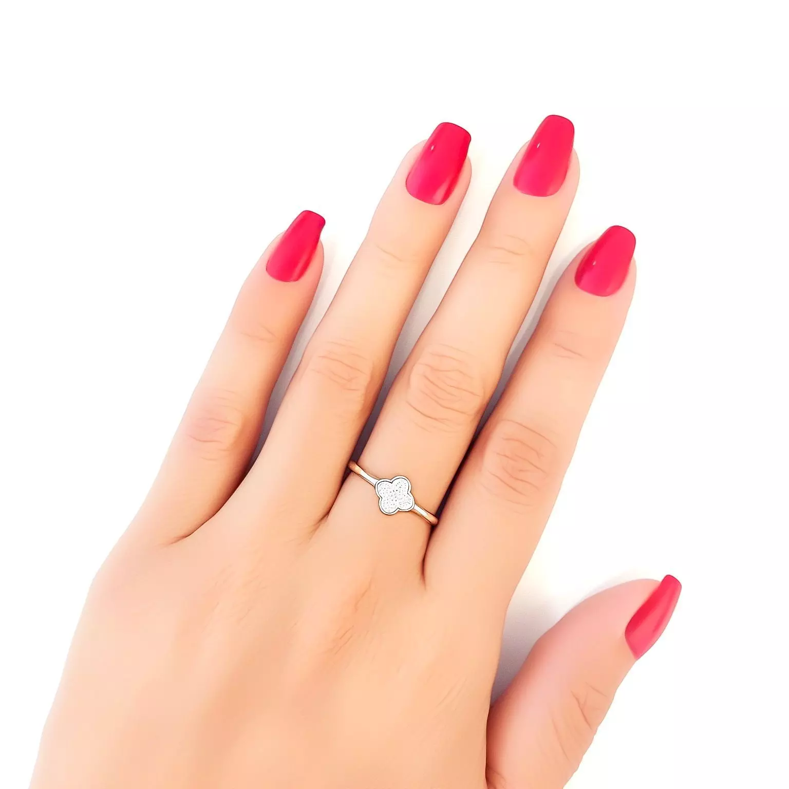 Anillo Trébol Circón #14 Plata Fina 925-2