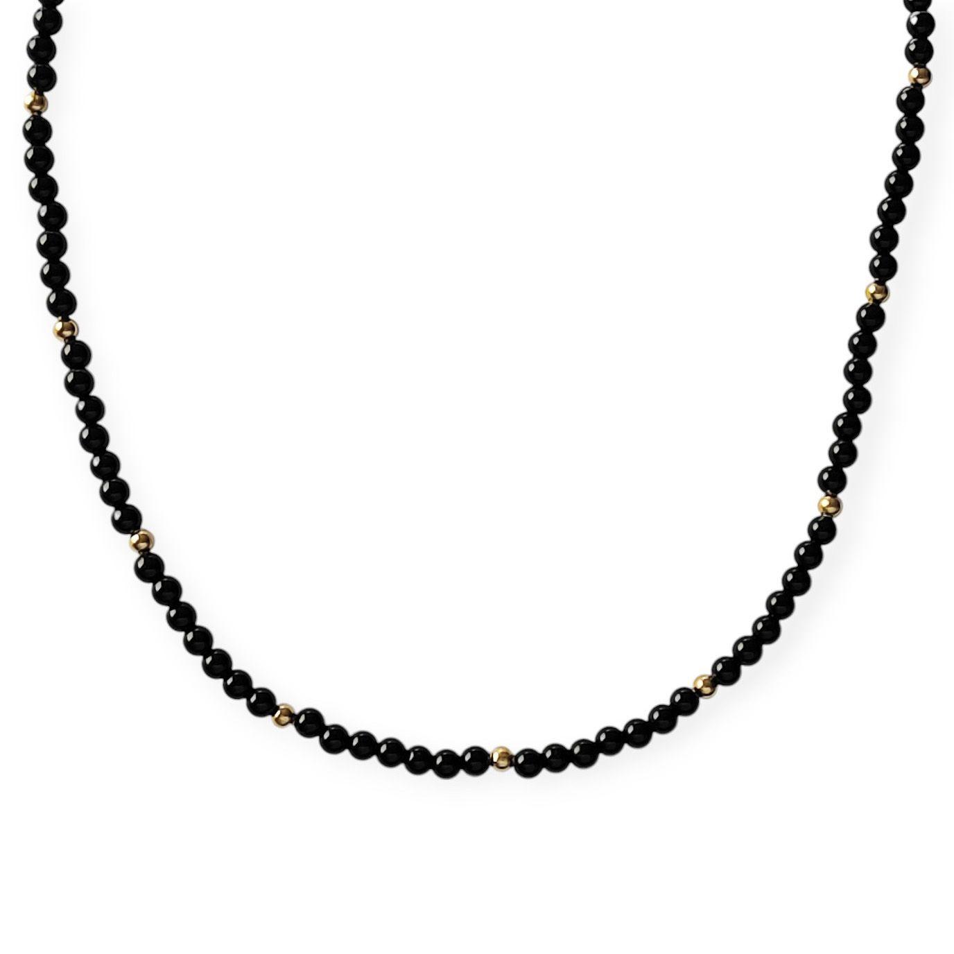 Collar Ónix Bola Timón Enchapado Oro 18K-0