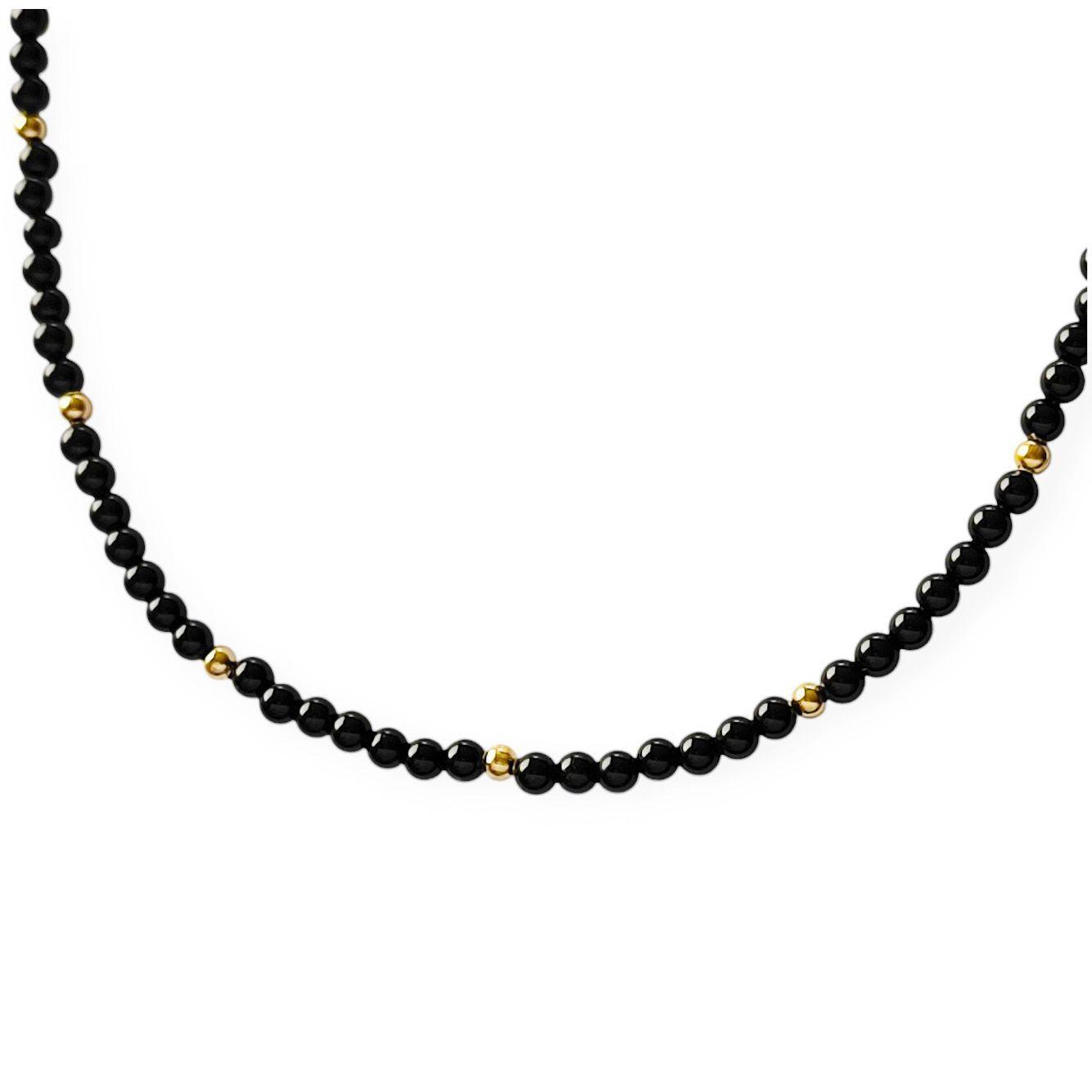 Collar Ónix Bola Timón Enchapado Oro 18K-2