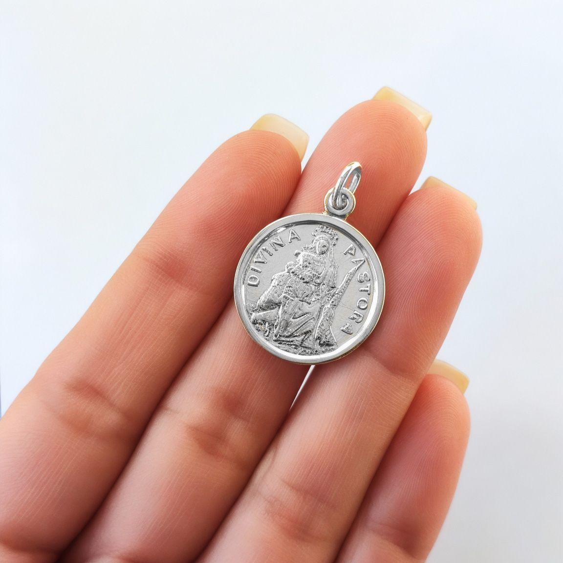 Colgante Medalla Divina Pastora 20mm Plata Fina 925-2