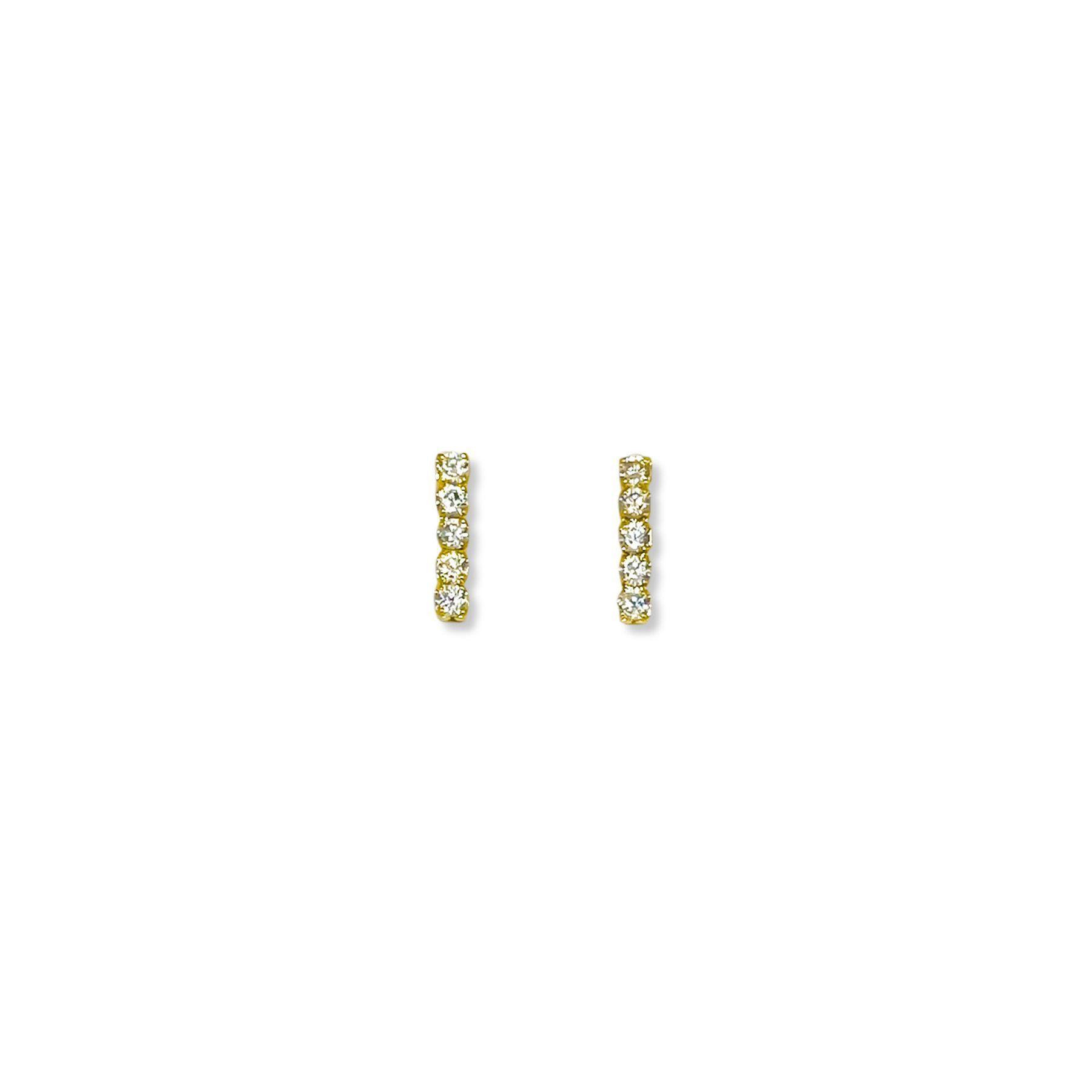 Aros Barra Circón Enchapado Oro 18K-2
