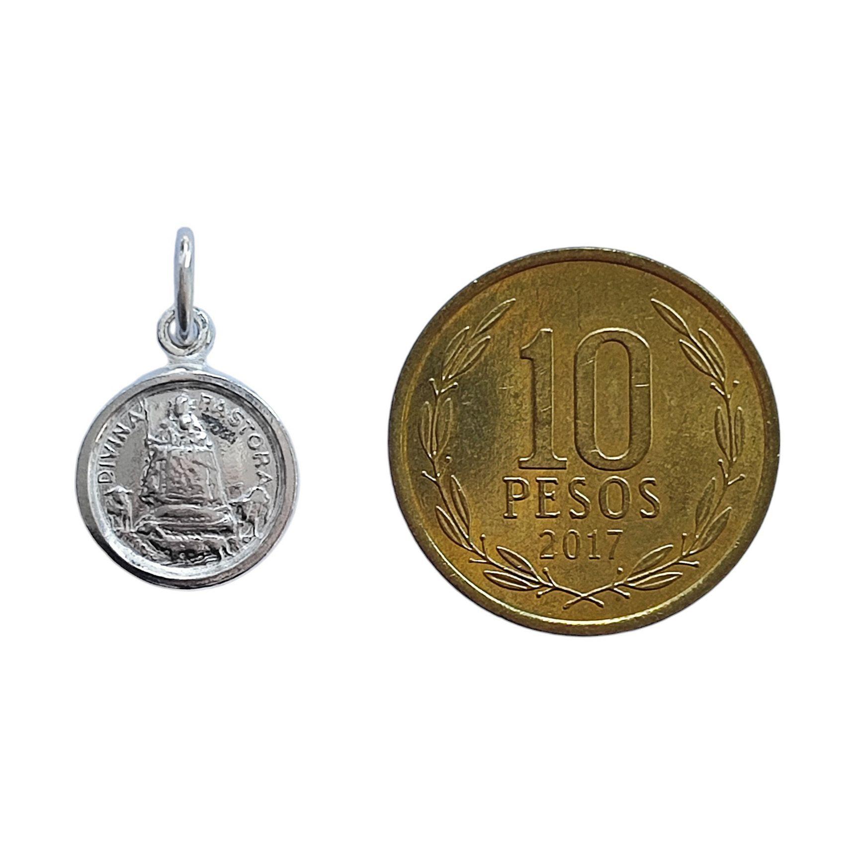 Colgante Medalla Divina Pastora 12mm Plata Fina 925-2