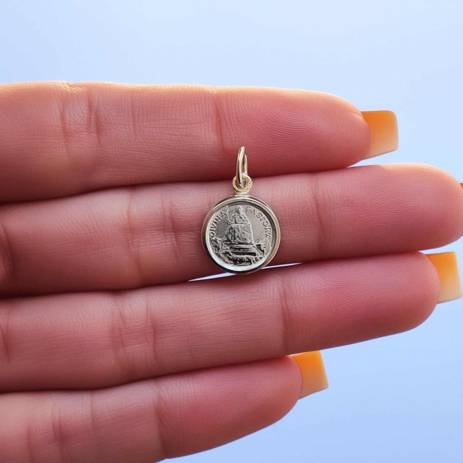 Colgante Medalla Divina Pastora 12mm Plata Fina 925-3