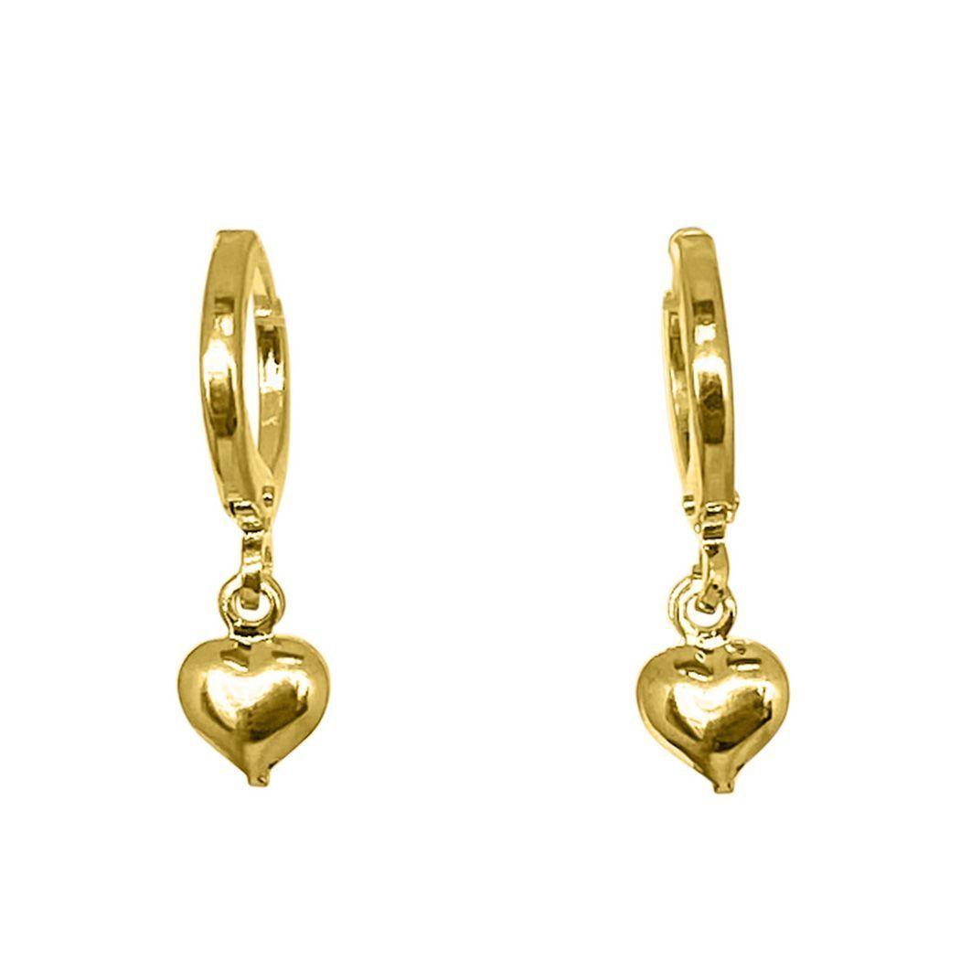 Aros Argolla Corazón Colgante Enchapado Oro 18K-0