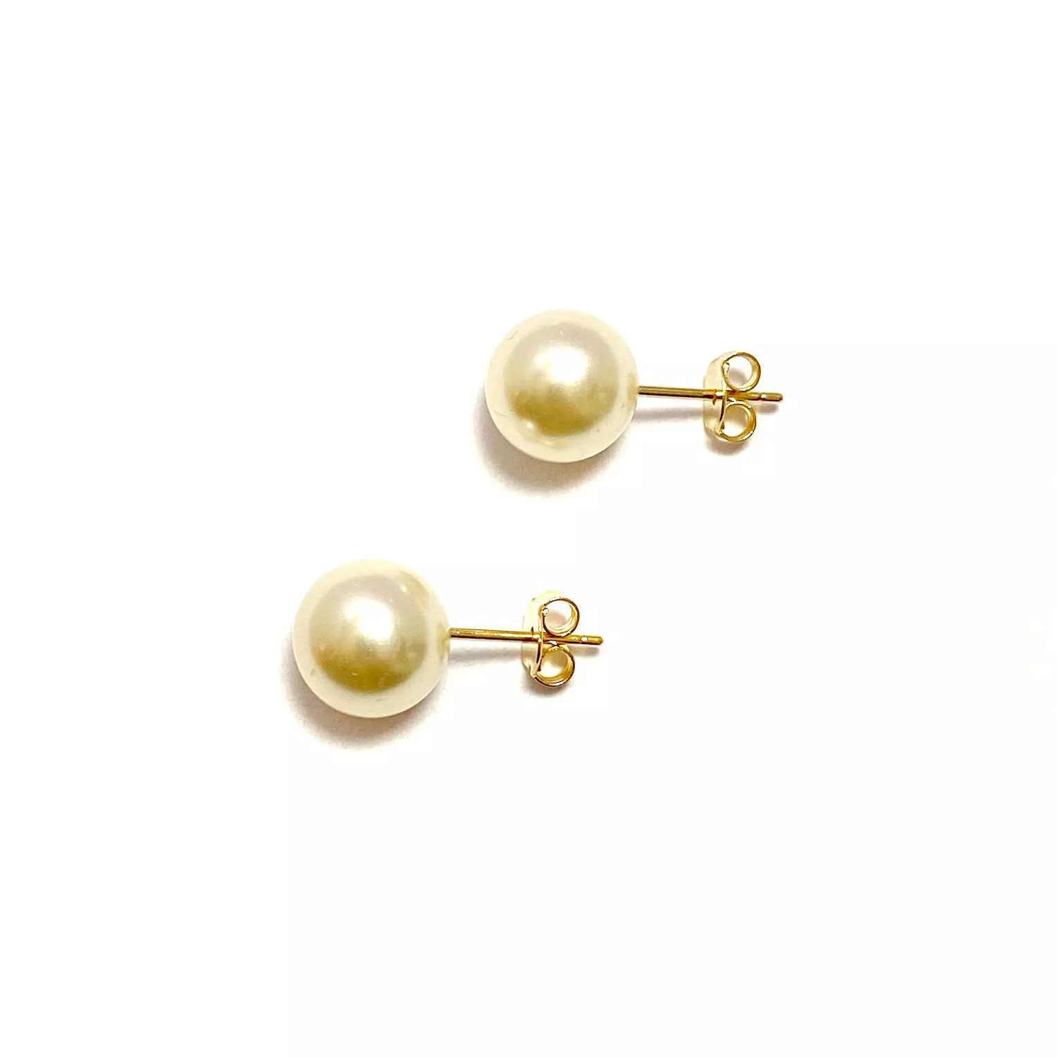 Aros Perla Sintética 10mm Enchapado Oro 18K-2