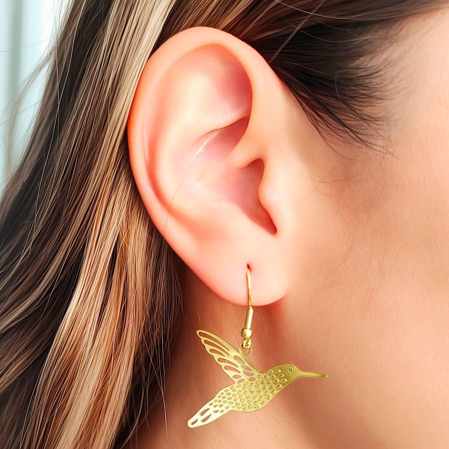 Aros Colibrí Enchapado Oro 18K-2