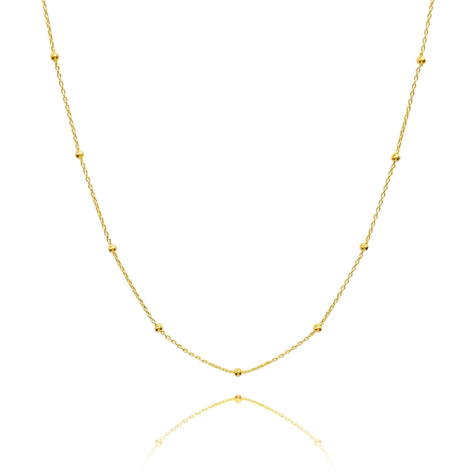 Collar Bolitas Eslabón Fino Enchapado Oro 18K-2