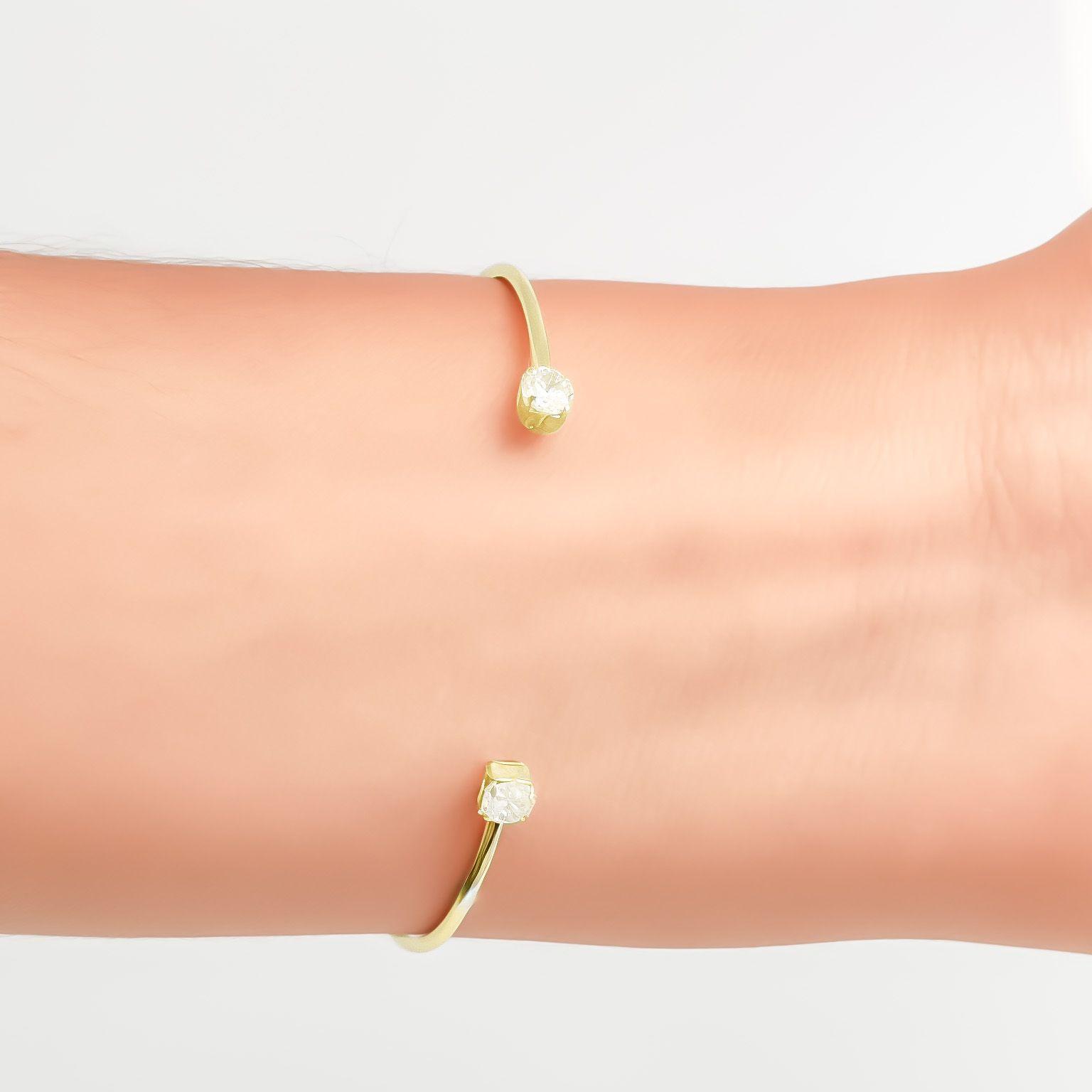 Pulsera Esclava Jacinta 2 Circones Enchapado Oro 18K-2