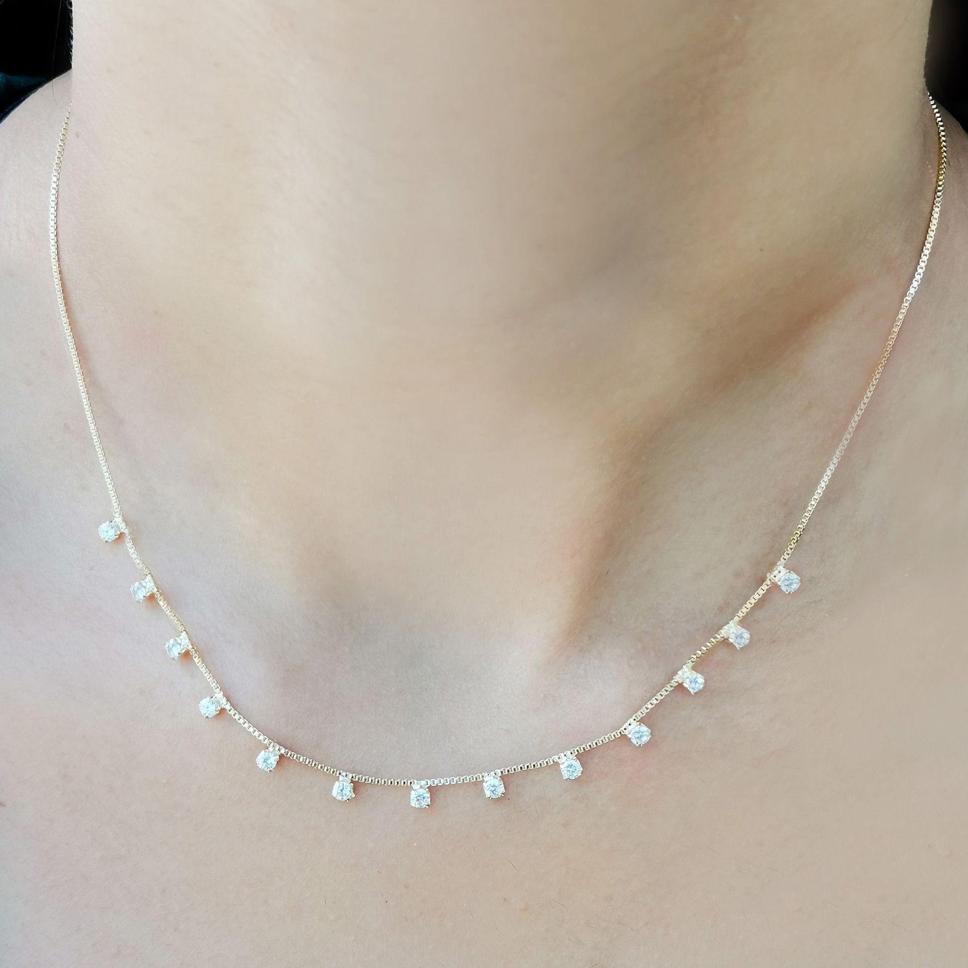 Collar 13 Circones Cadena Veneciana Enchapado Oro 18K-2