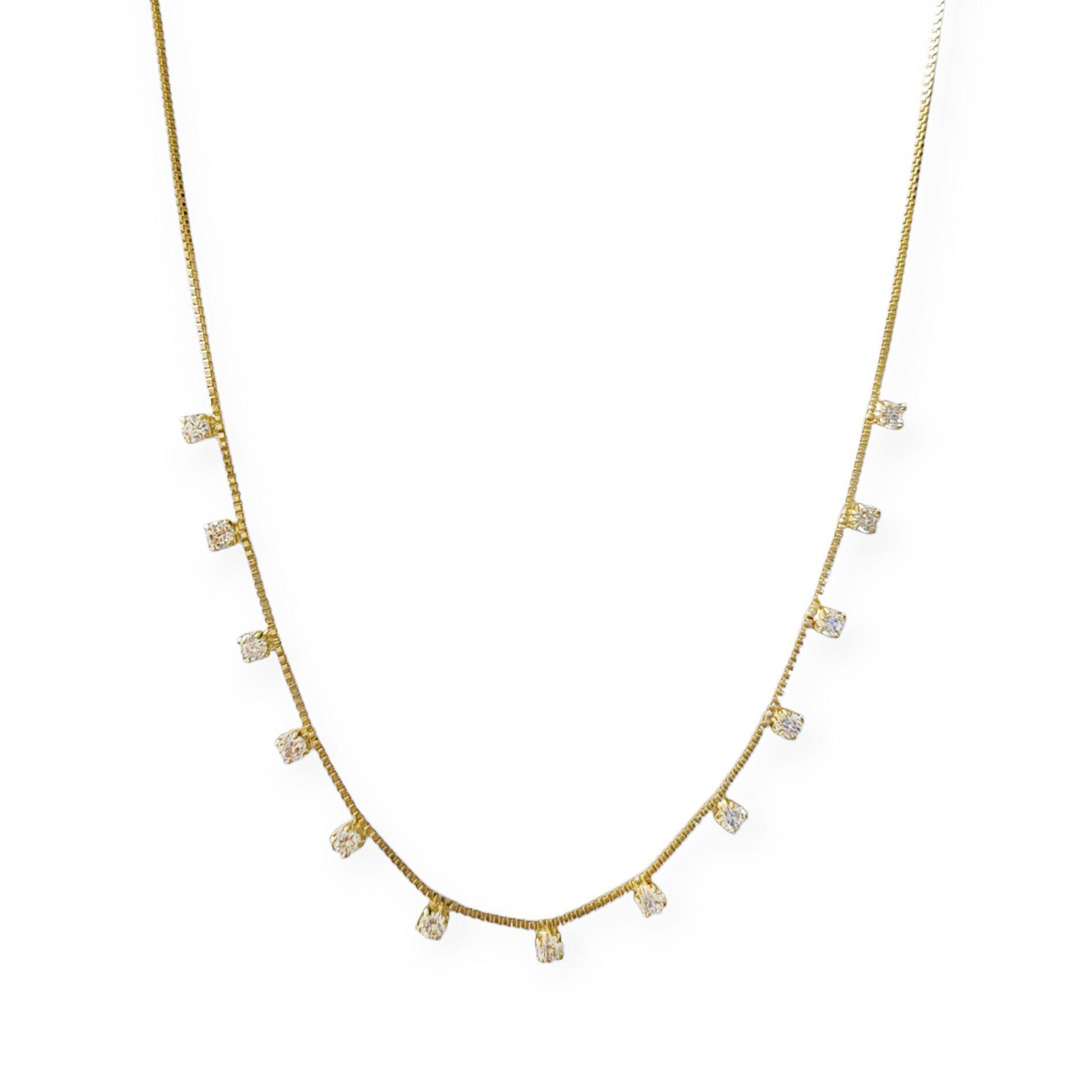 Collar 13 Circones Cadena Veneciana Enchapado Oro 18K-2