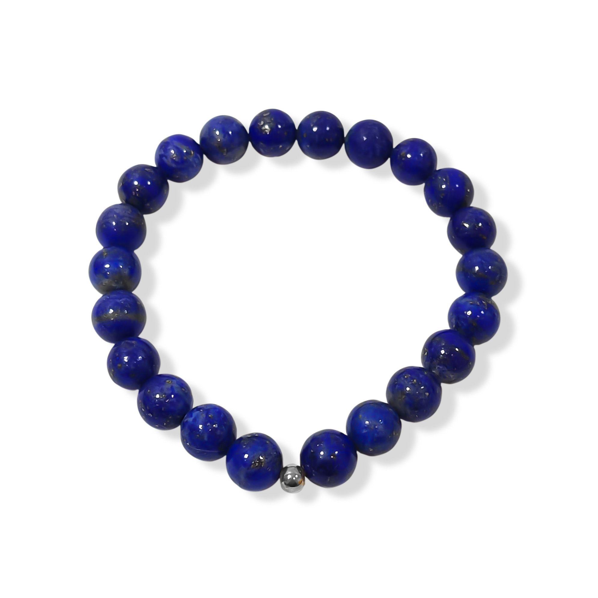 Pulsera Lapislázuli 8mm Bola Elasticada-2