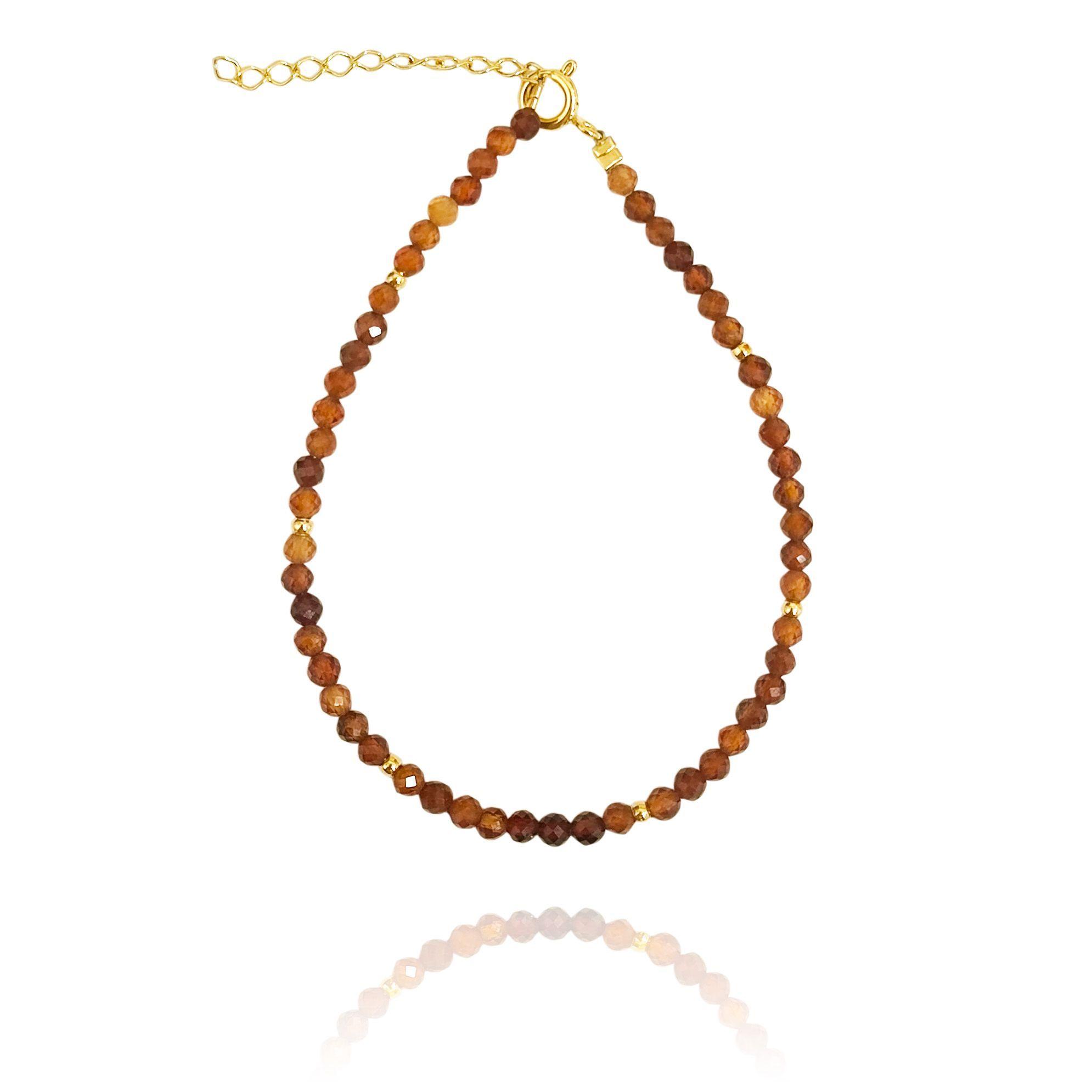 Pulsera Cornalina Facetada 3mm Enchapado Oro 18K-0
