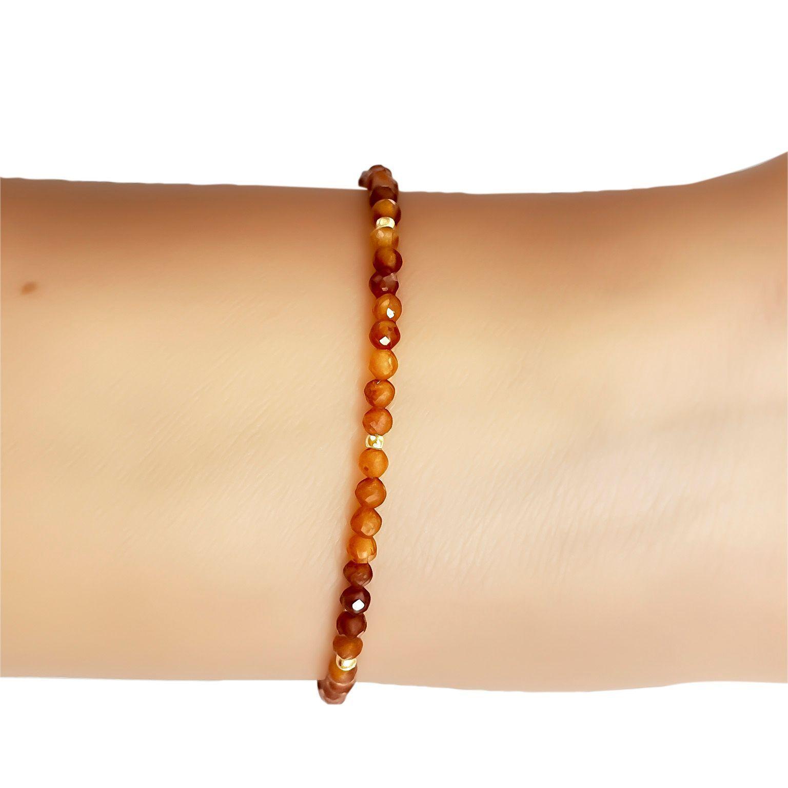 Pulsera Cornalina Facetada 3mm Enchapado Oro 18K-1