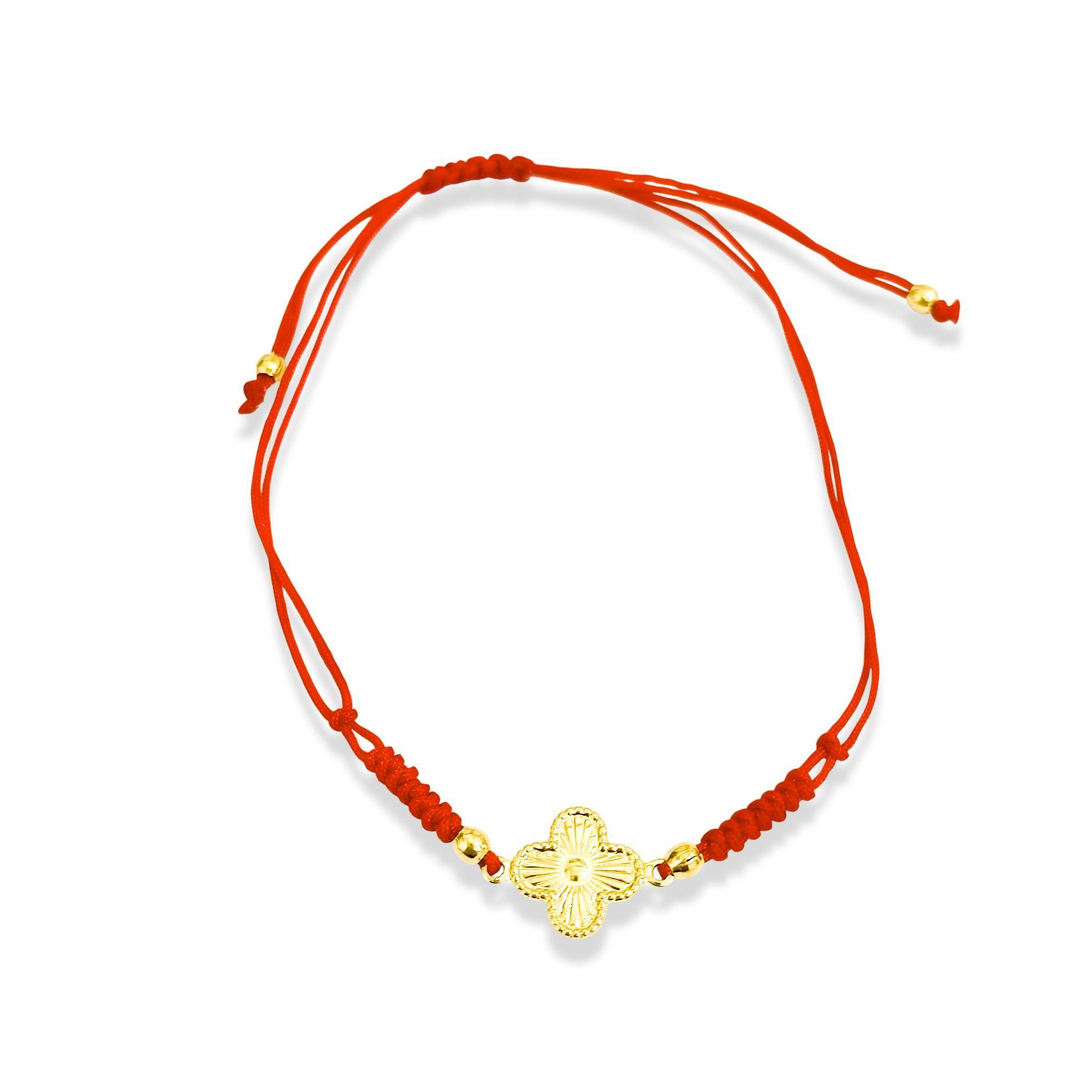 Pulsera Trébol Mini Satinado Punto Enchapado Oro 18K-2