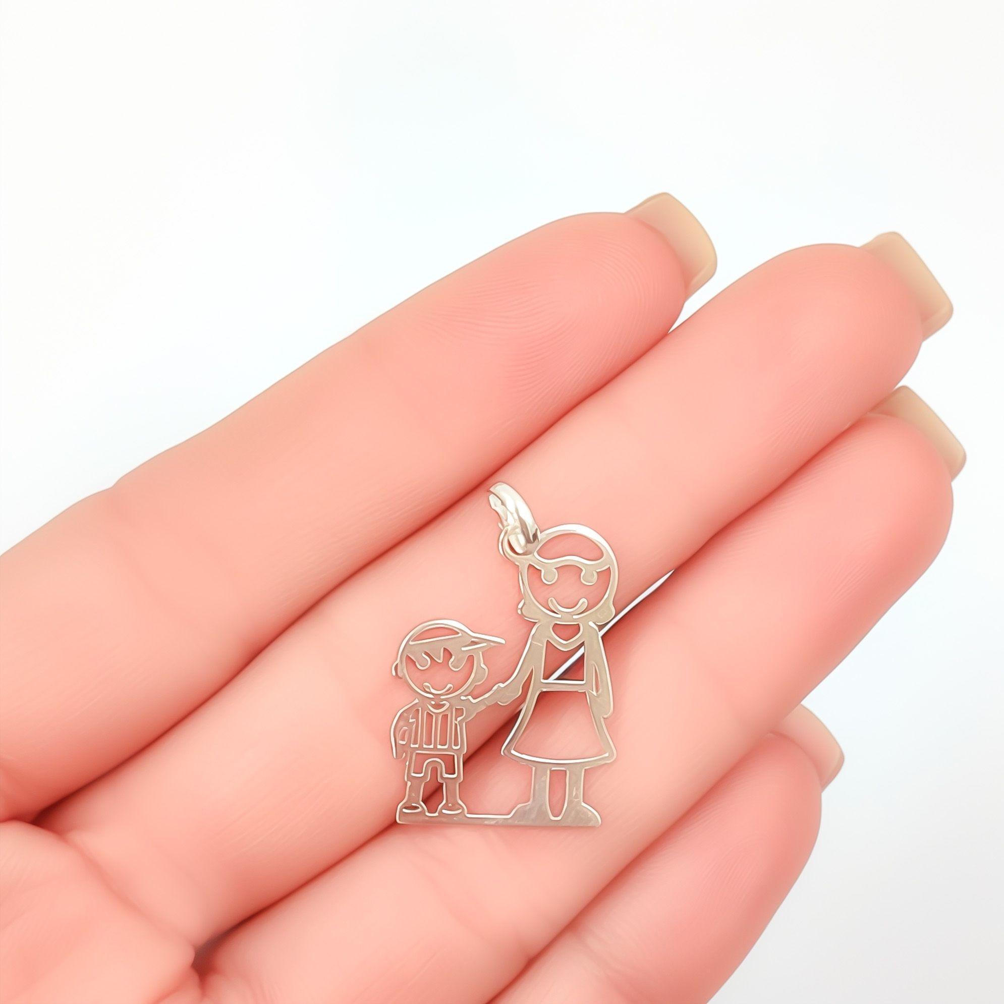 Colgante Madre Niño Calado Plata Fina 925 -2