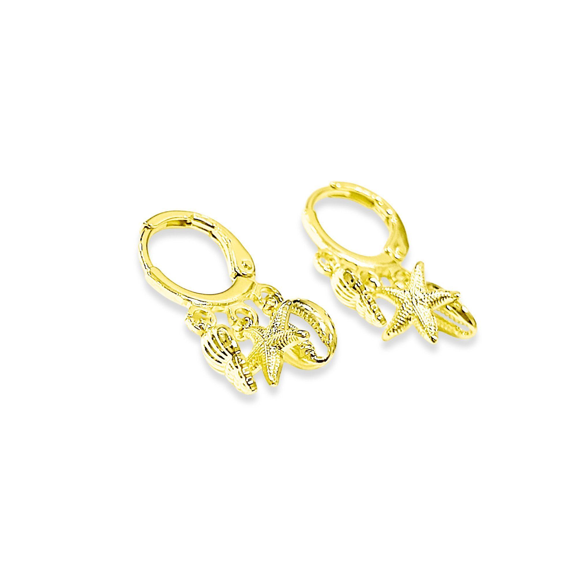 Aros Argolla Chiches Marinos Enchapados Oro 18K-2