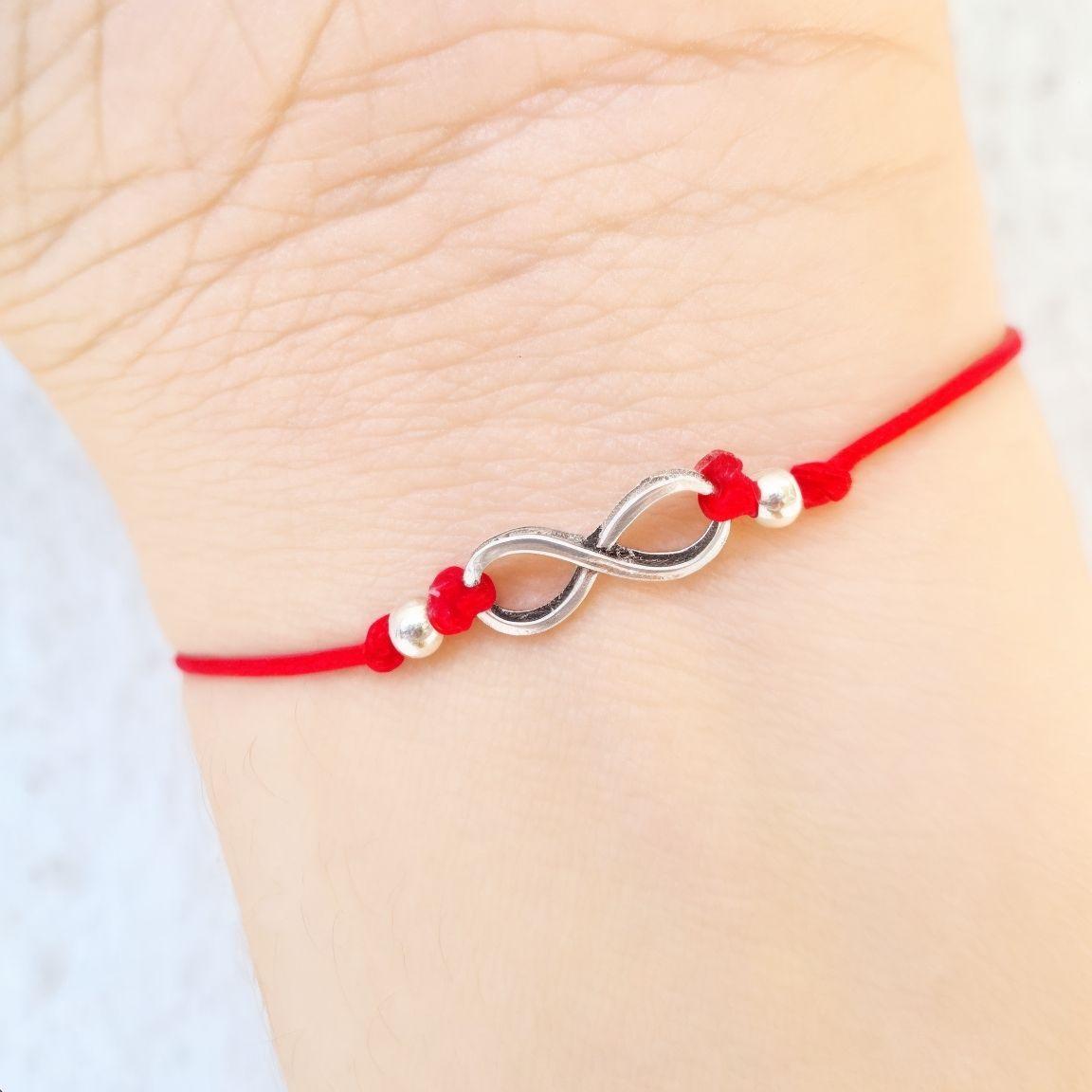 Pulsera Cordón Rojo Infinito Plata Fina 925-2