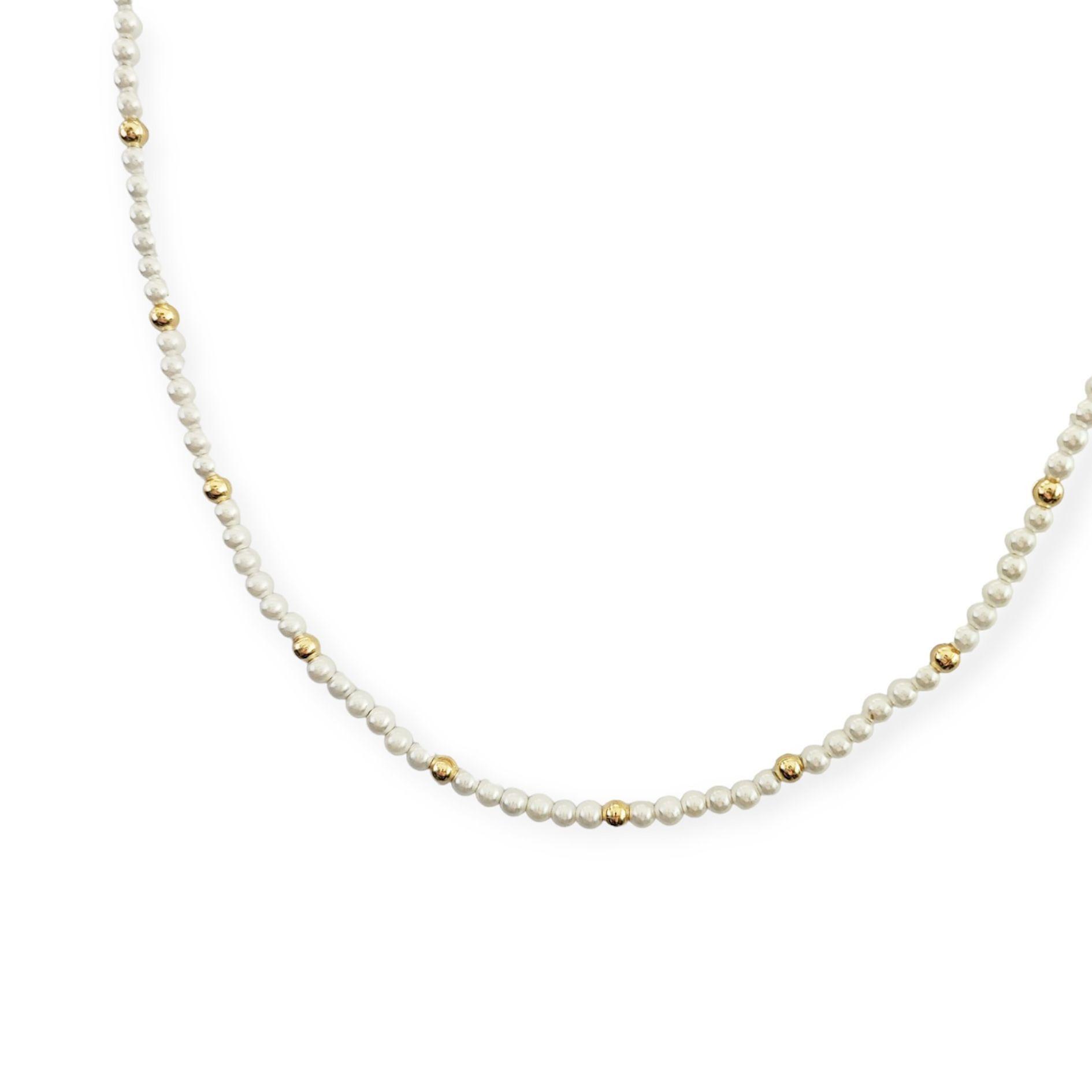 Collar Perlas 3mm Shellpearl Enchapado Oro 18K-1